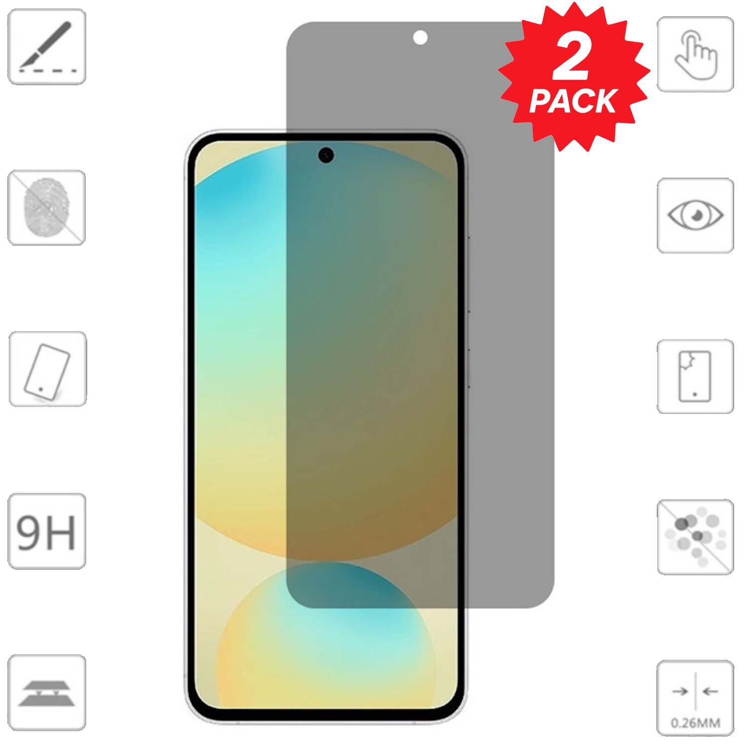 F&uuml;r Samsung Galaxy S25 FE 2x 2.5D 0,26mm Privacy Display 9H Hart Glas - Bild 1