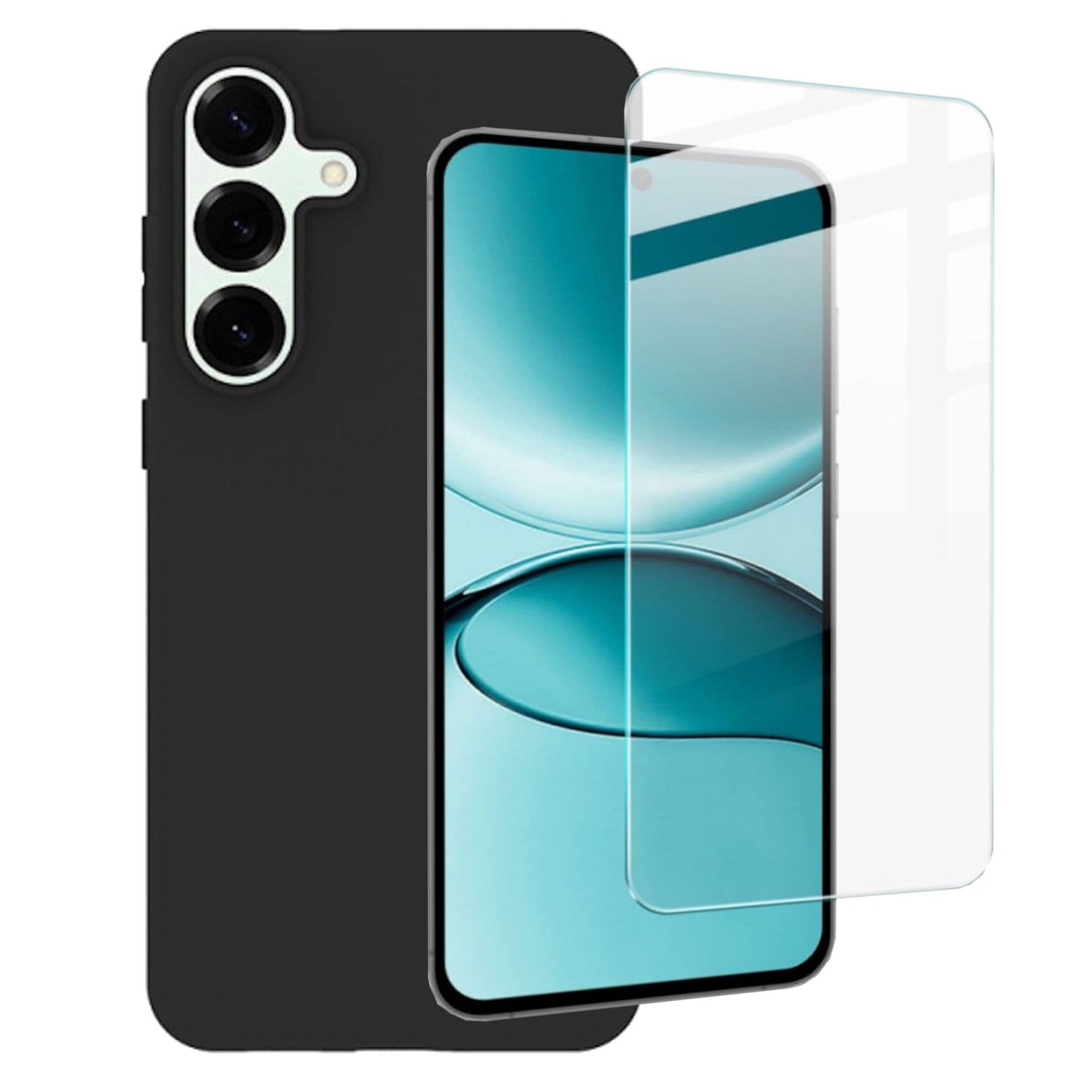 F&uuml;r Samsung Galaxy S25 FE Silikon TPU H&uuml;lle Schwarz + 9H Hart Glas - Bild 1