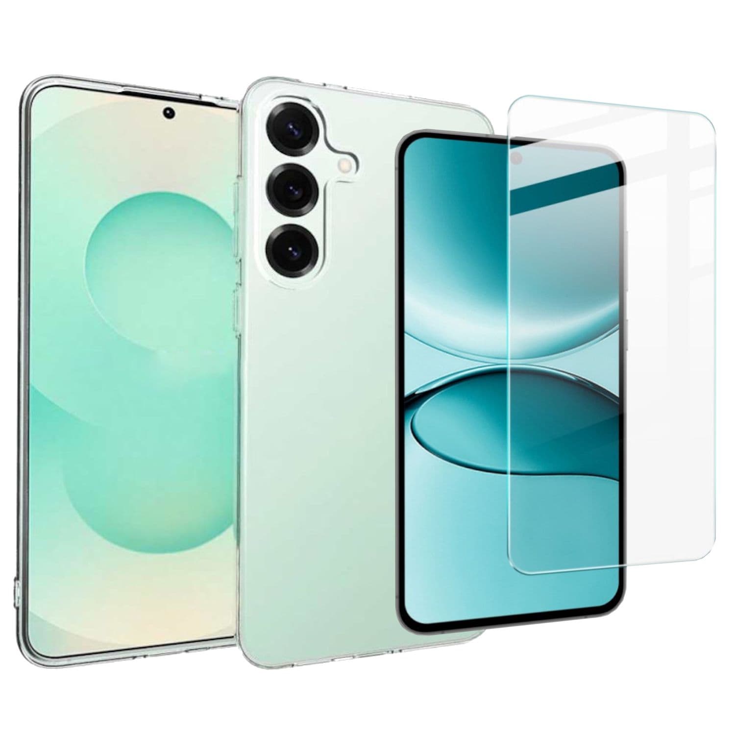 F&uuml;r Samsung Galaxy S25 FE Silikon TPU H&uuml;lle Transparent + Hart Glas - Bild 1