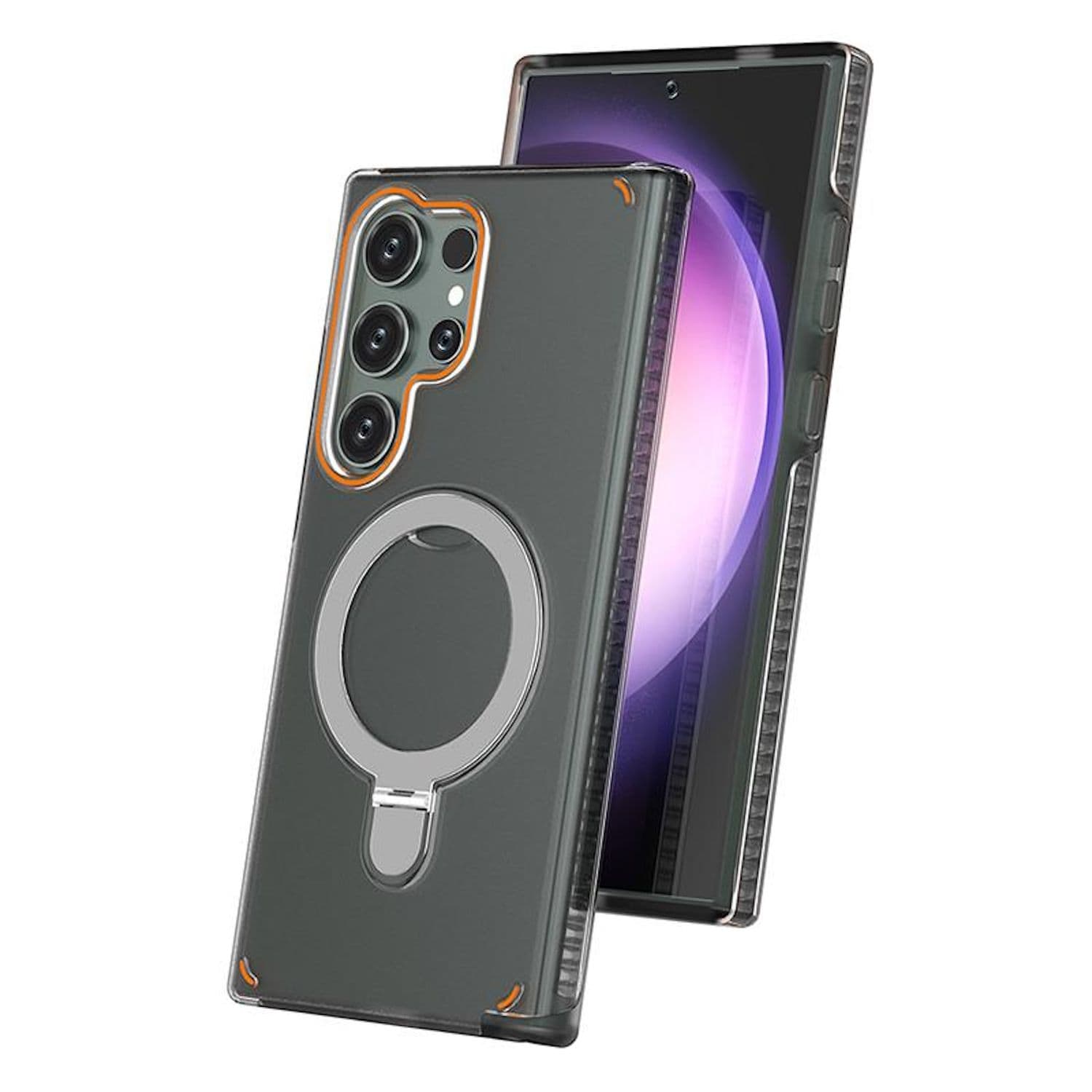 F&uuml;r Samsung Galaxy S25 Ultra 5G MagSafe Ringhalter H&uuml;lle Schwarz - Bild 1