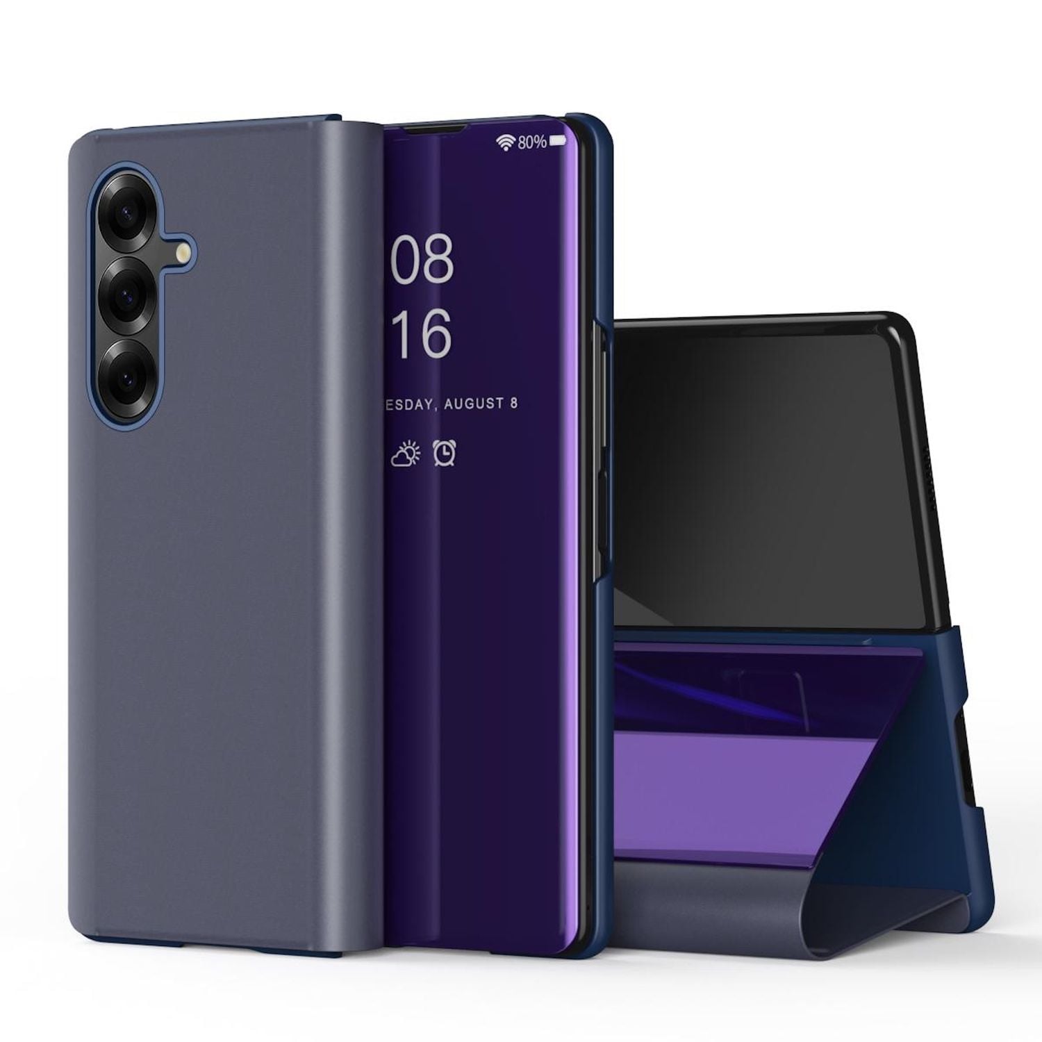 F&uuml;r Samsung Galaxy Z Fold7 5G View Spiegel Wake UP Smart H&uuml;lle Lila - Bild 1