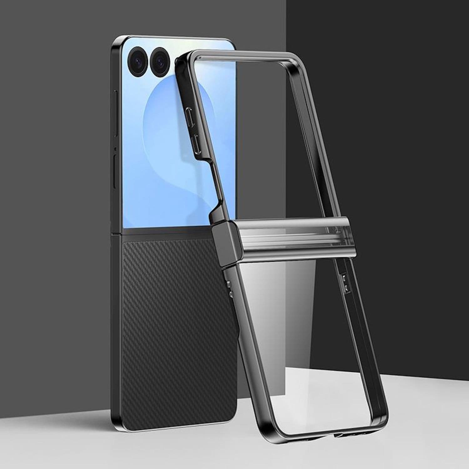 F&uuml;r Samsung Galaxy Z Flip7 6D Electroplated Kunststoff H&uuml;lle Schwarz - Bild 1