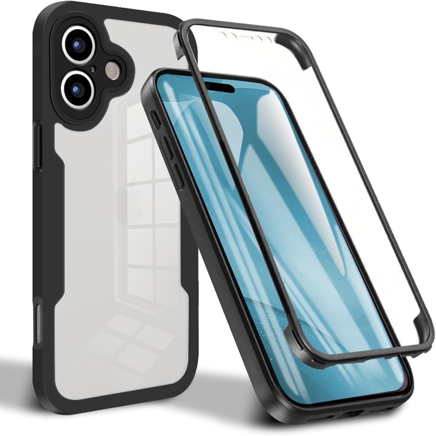 F&uuml;r Apple iPhone 17 Full Body 360 Grad Acryl Hybrid TPU H&uuml;lle Schwarz - Bild 1