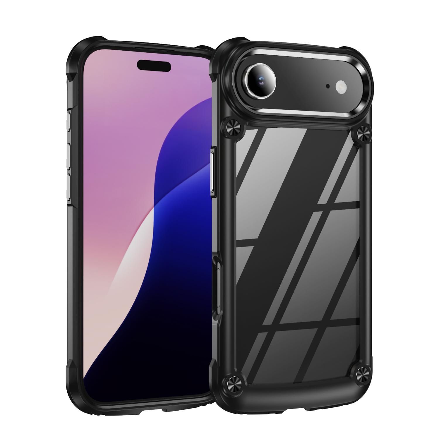 F&uuml;r Apple iPhone 17 Air TPU + PC H&uuml;lle mit Linsenschutz Cover Schwarz - Bild 1