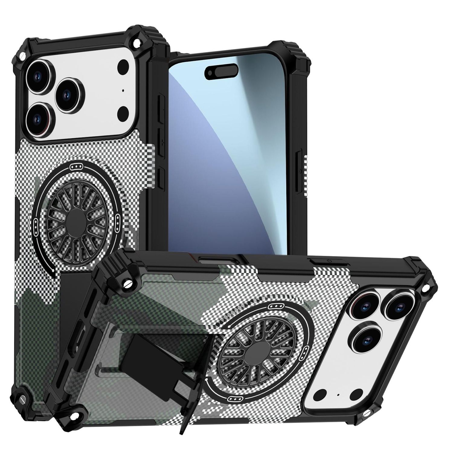 F&uuml;r Apple iPhone 17 Pro Max Camouflage MagSafe Ring Kickstand H&uuml;lle - Bild 1