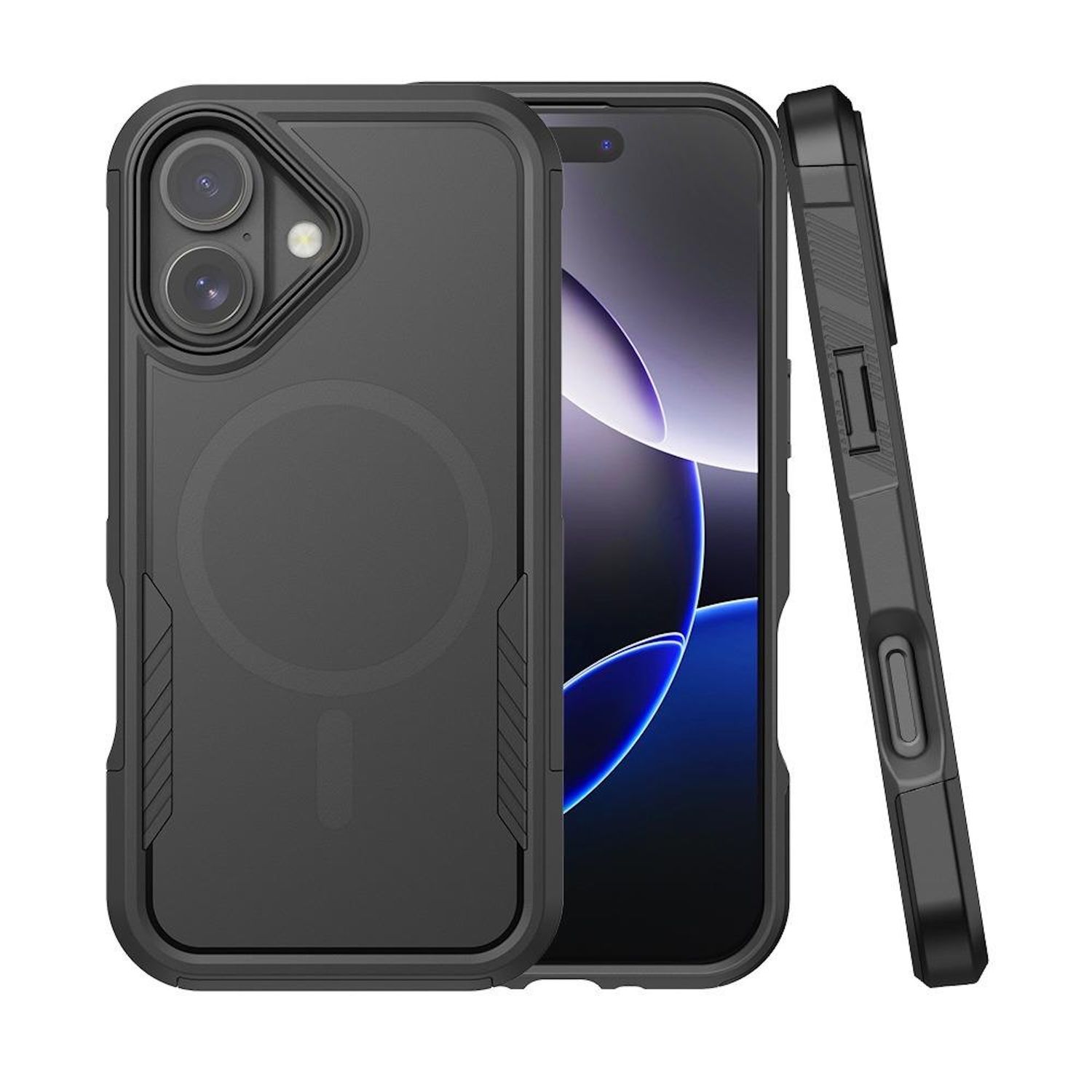 F&uuml;r Apple iPhone 17 Kalebol 2 in 1 Matte MagSafe Schutz H&uuml;lle Schwarz - Bild 1