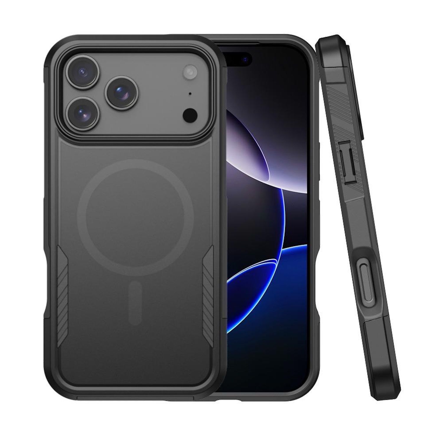 F&uuml;r Apple iPhone 17 Pro Kalebol 2 in 1 Matte MagSafe H&uuml;lle Schwarz - Bild 1