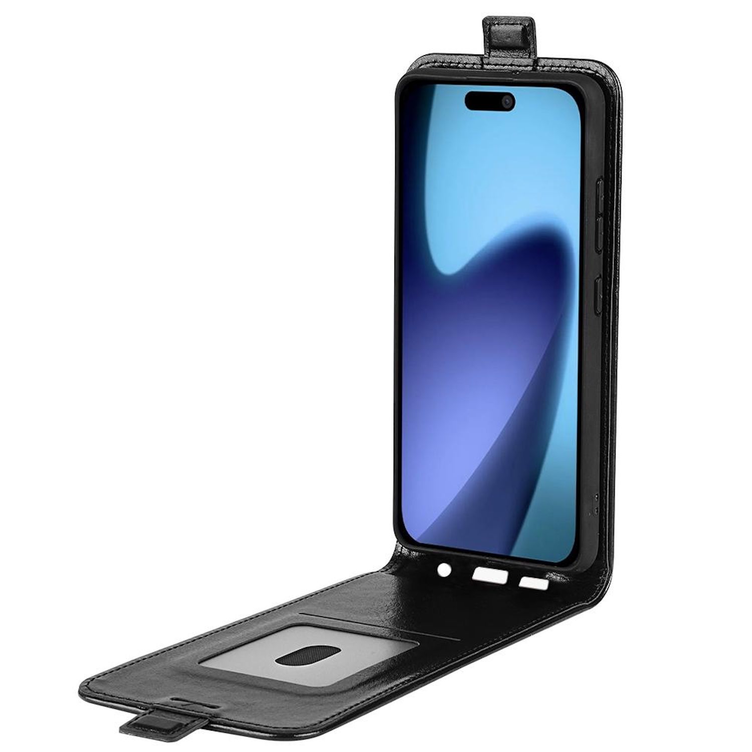 F&uuml;r Apple iPhone 17 Air Vertikale Kunstleder Flip Schutz H&uuml;lle Schwarz - Bild 1