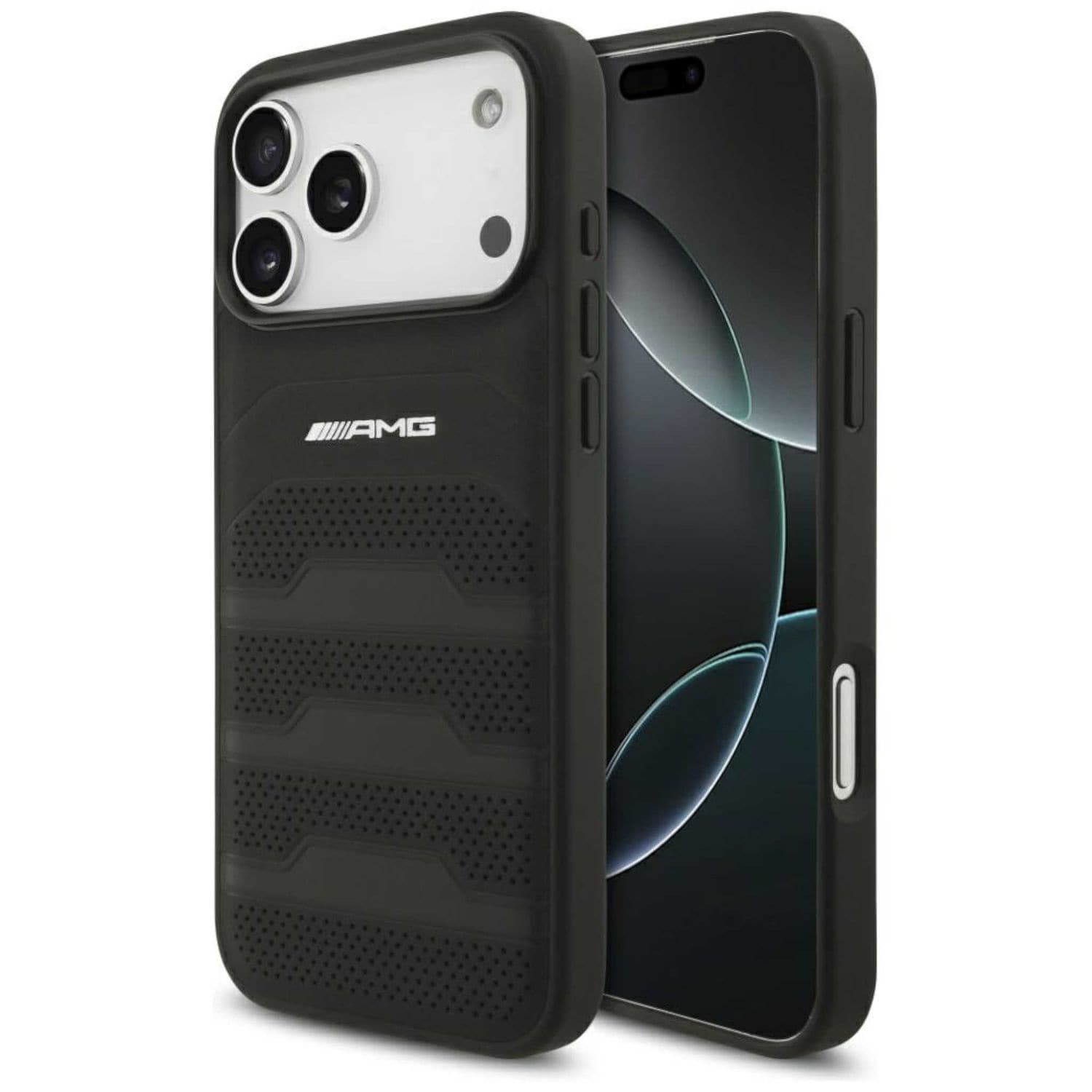AMG Apple Debossed Lines Logo iPhone 17 Pro Max Schutzh&uuml;lle Schwarz - Bild 1