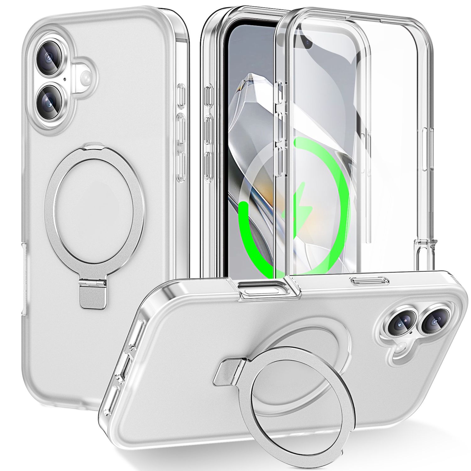 F&uuml;r Apple iPhone 17 Skin Feel MagSafe Ring Halter H&uuml;lle Transparent - Bild 1