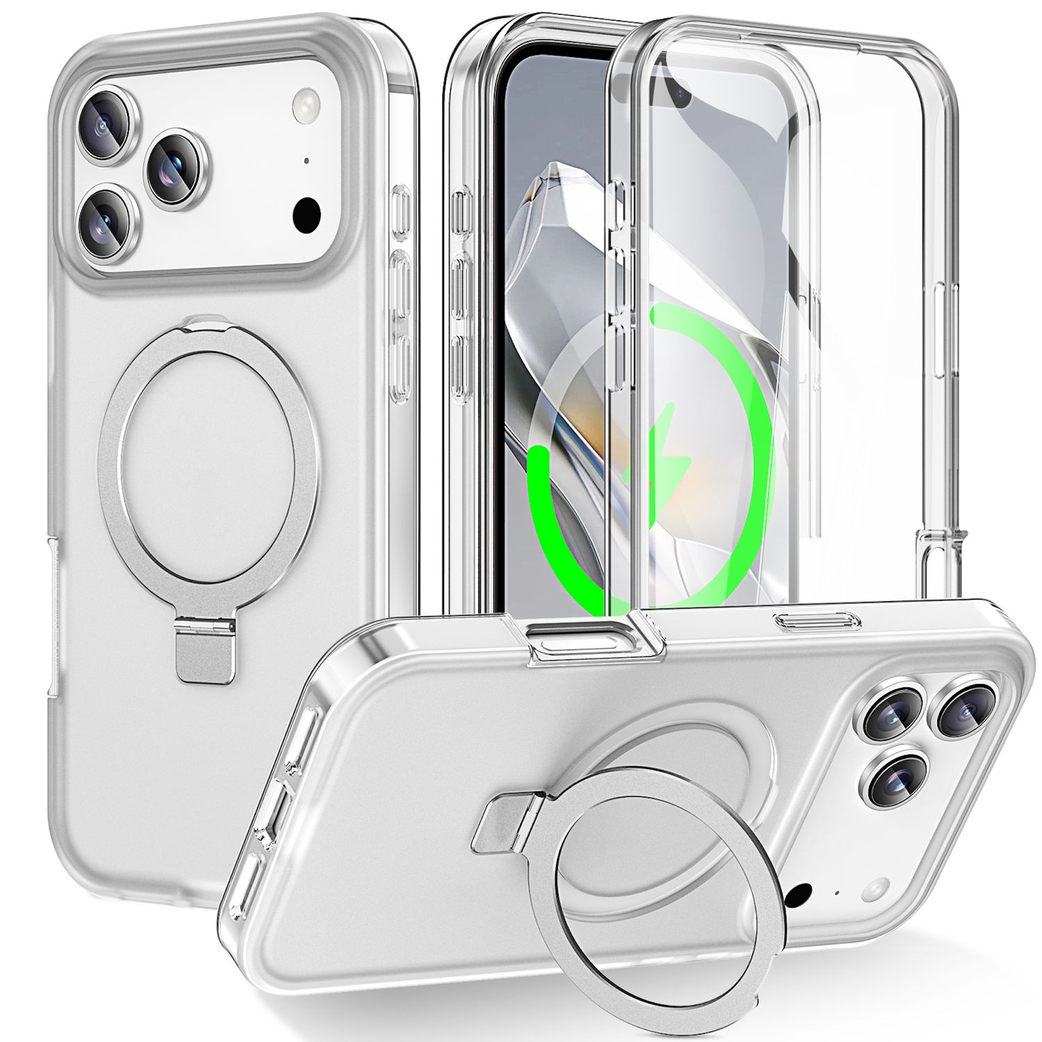 F&uuml;r Apple iPhone 17 Pro Skin Feel MagSafe Ring 360 H&uuml;lle Transparent - Bild 1