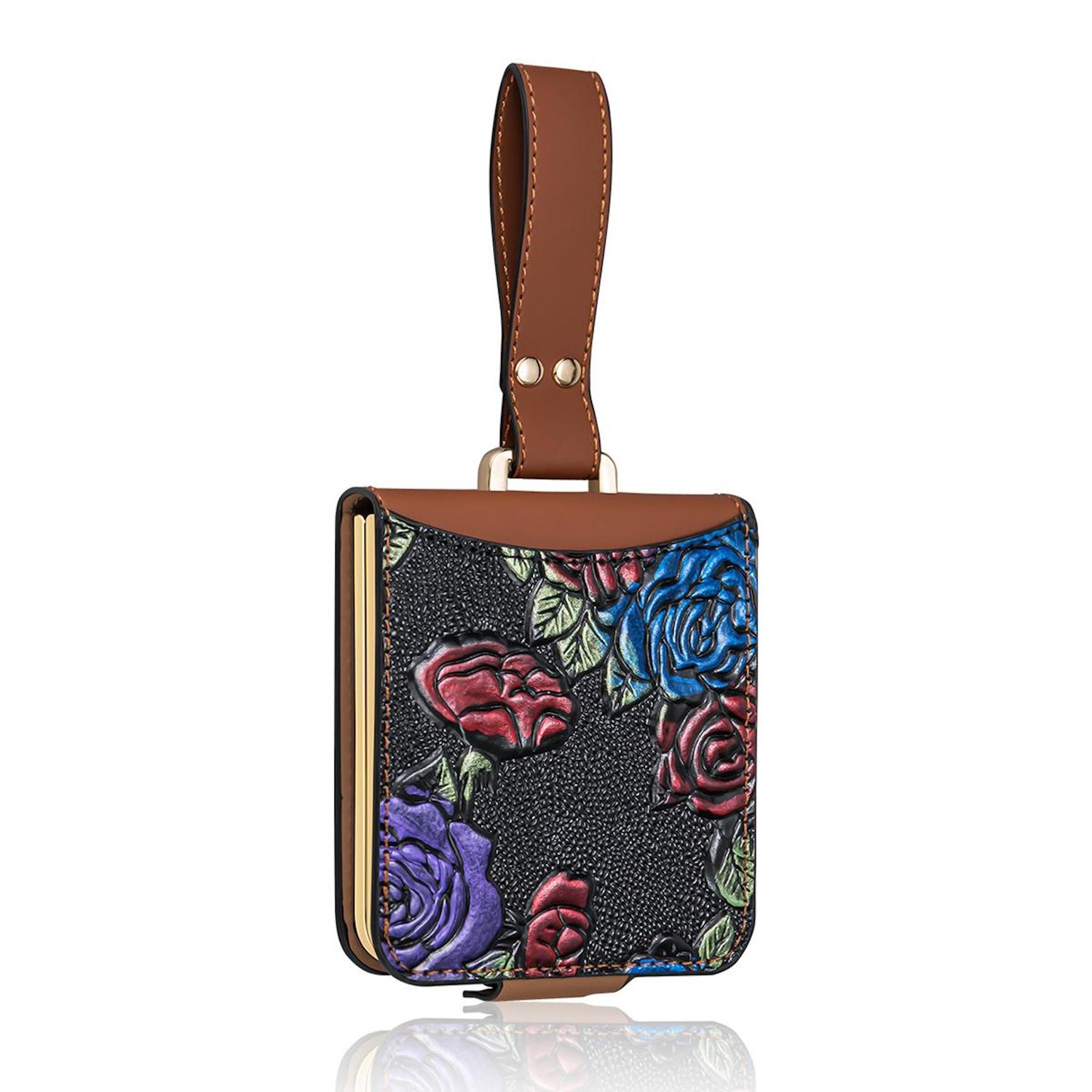 F&uuml;r Samsung Galaxy Z Flip7 Full Cover H&uuml;lle mit Trageschlaufe Braun - Bild 1