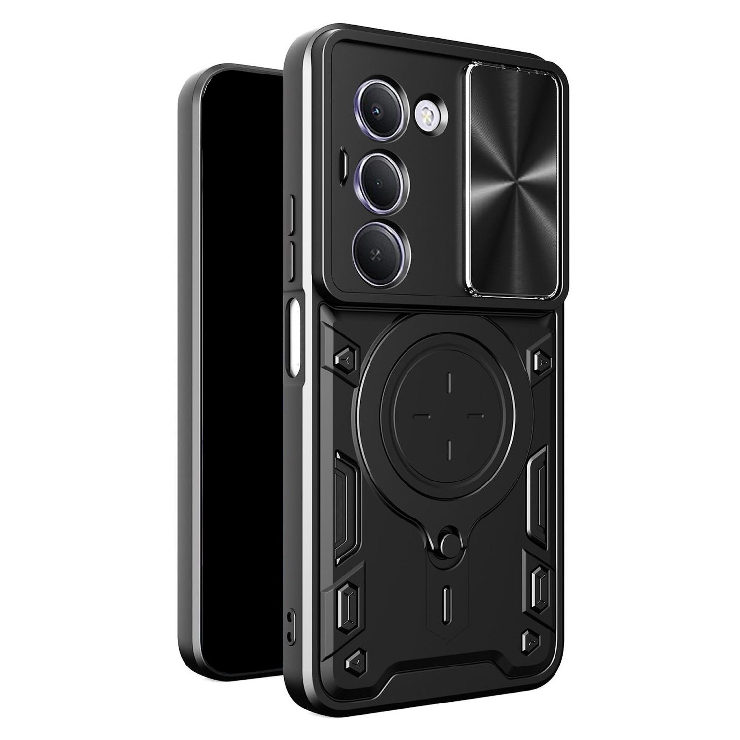 F&uuml;r Xiaomi Redmi 15C 5G / 4G Sliding Kamera TPU PC Ring H&uuml;lle Schwarz - Bild 1