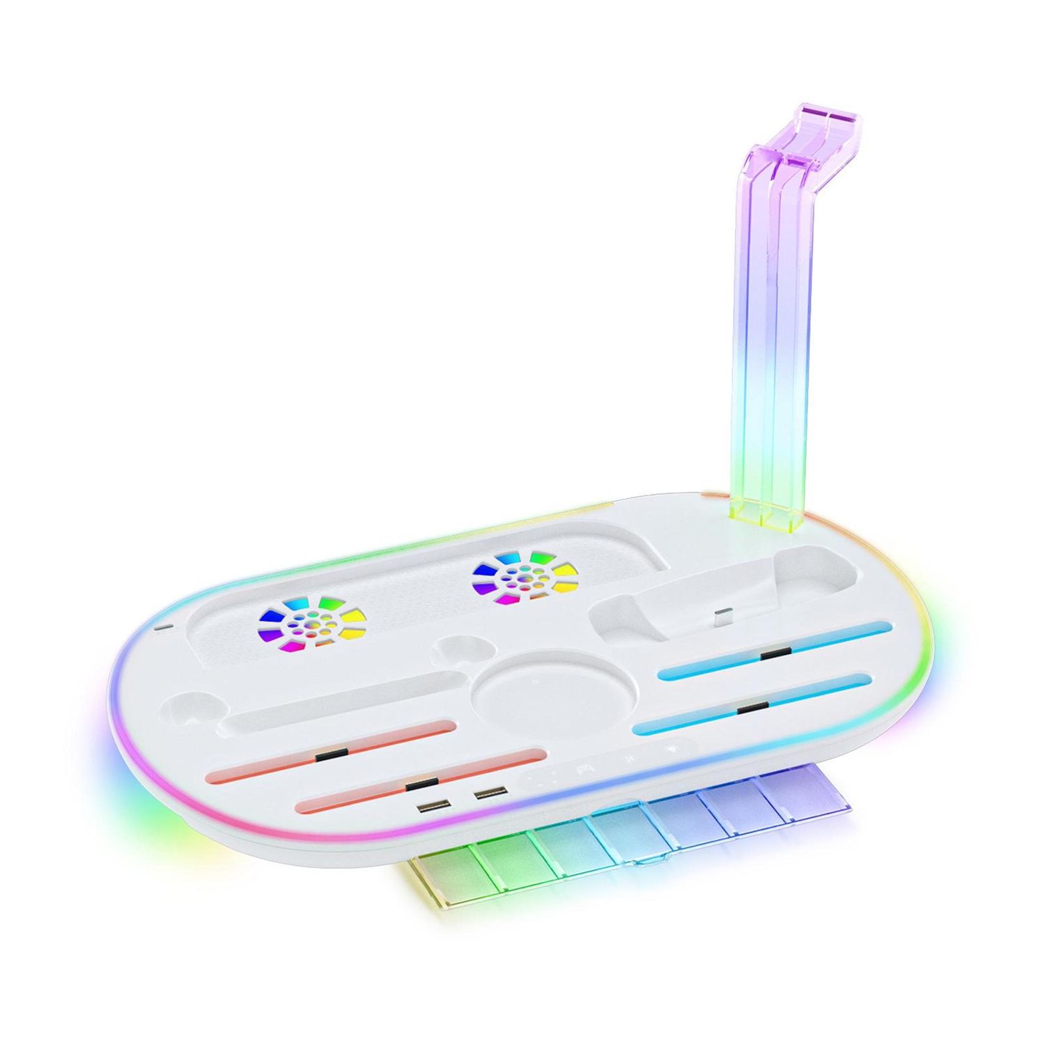 F&uuml;r Nintendo Switch 2 RGB Licht Ladestation mit K&uuml;hlung Ablage Wei&szlig; - Bild 1