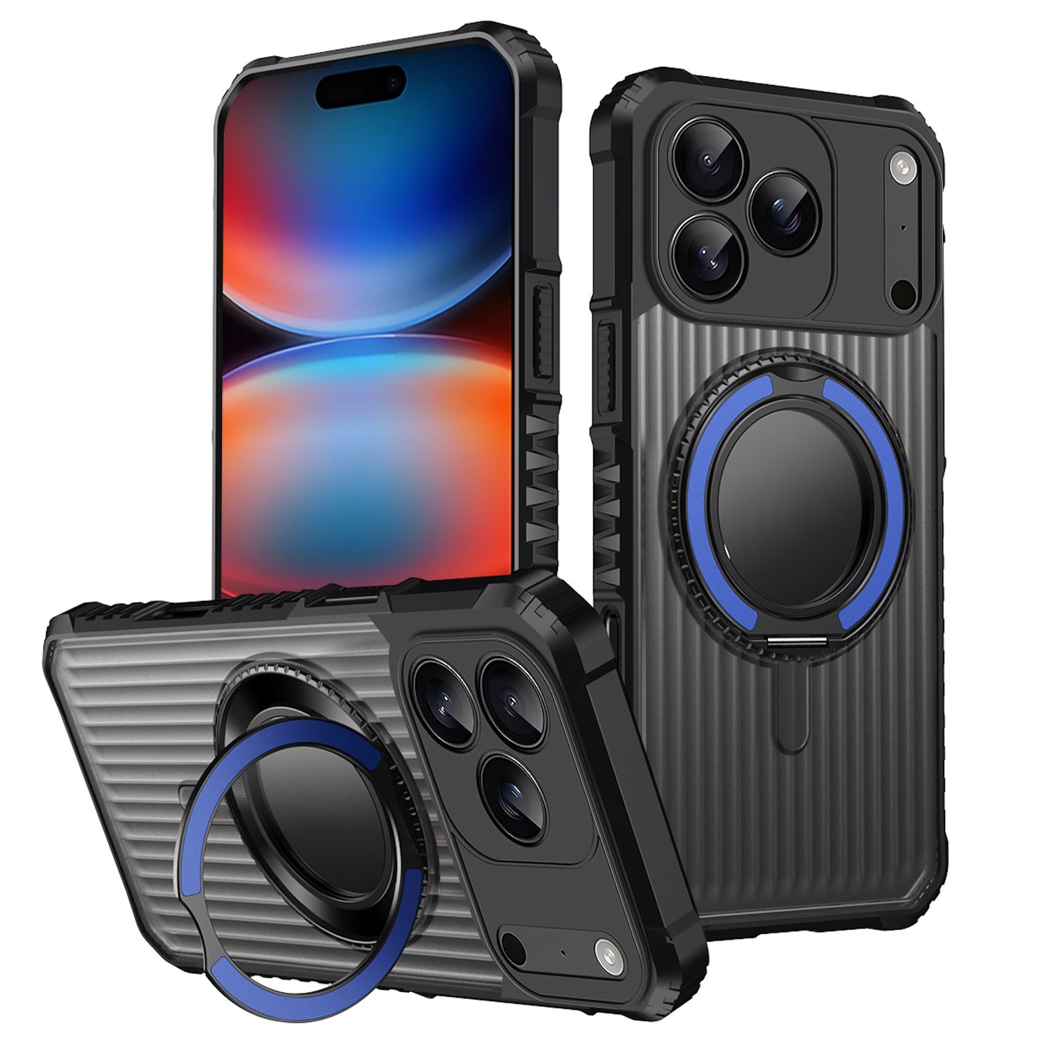 F&uuml;r Apple iPhone 17 Pro MagSafe 360 Grad Ring Halter Schutz H&uuml;lle Blau - Bild 1