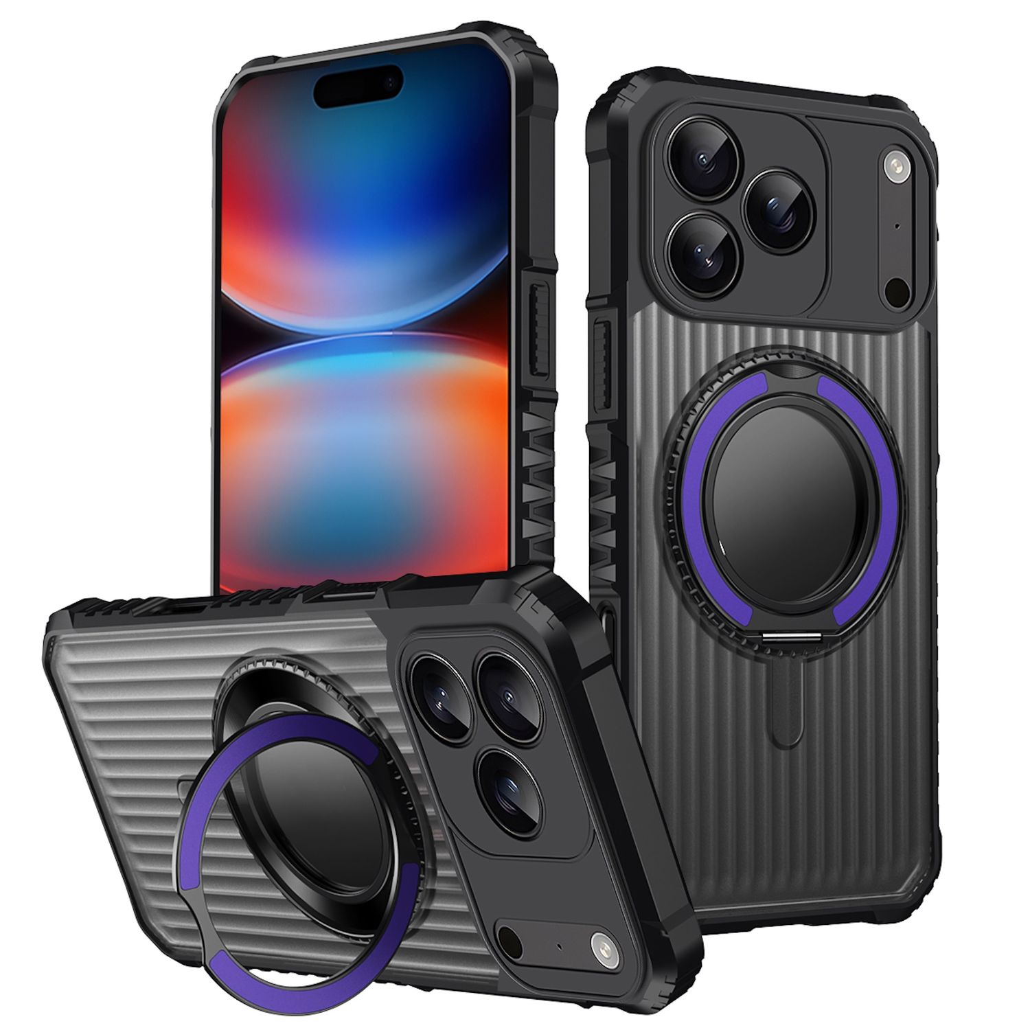 F&uuml;r Apple iPhone 17 Pro MagSafe 360 Grad Ring Halter Schutz H&uuml;lle Lila - Bild 1