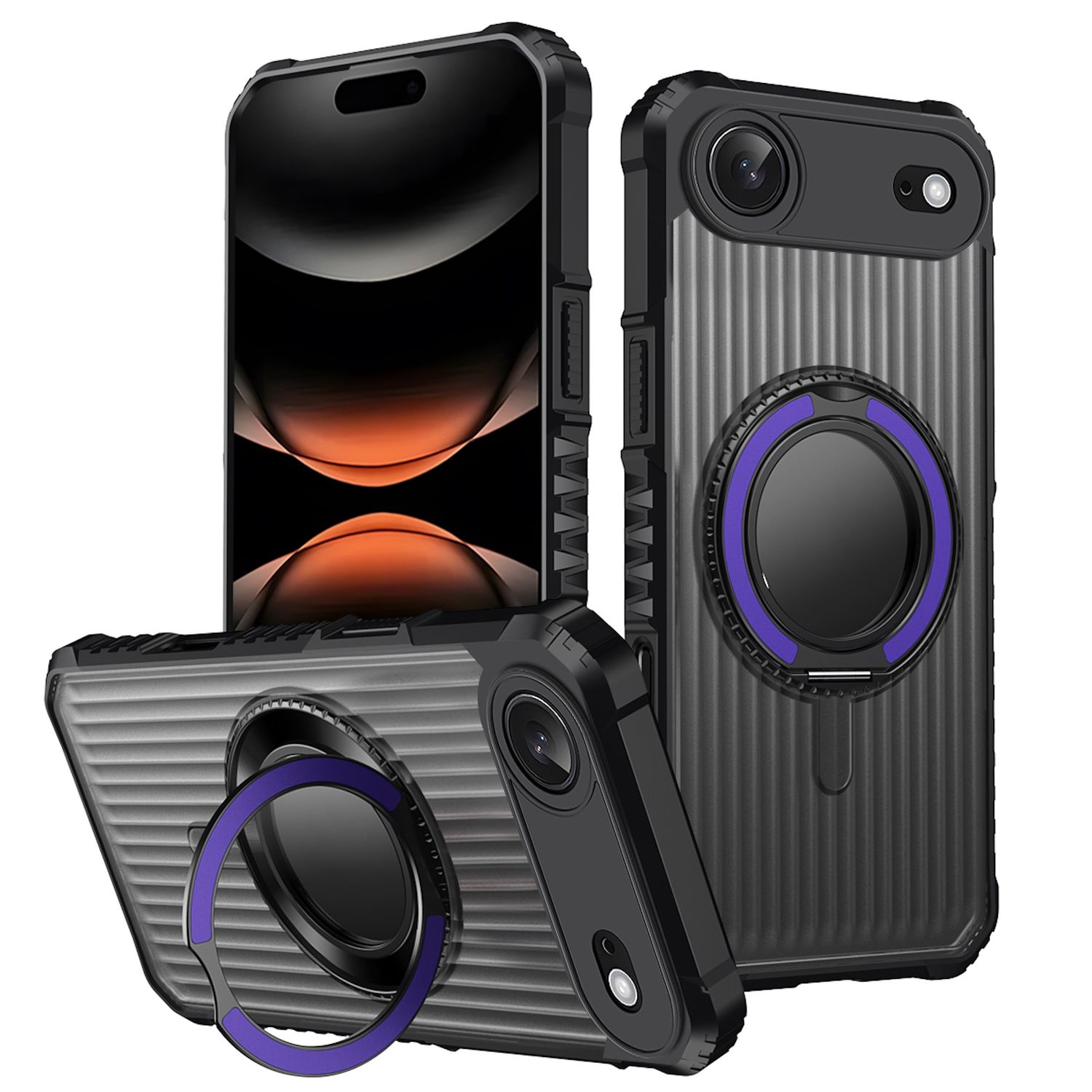 F&uuml;r Apple iPhone 17 Air MagSafe 360 Grad Ring Halter Schutz H&uuml;lle Lila - Bild 1