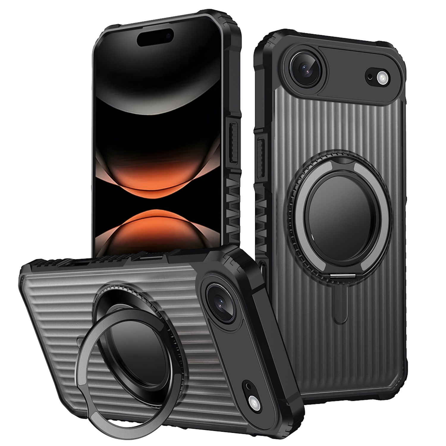 F&uuml;r Apple iPhone 17 Air MagSafe 360 Grad Ring Halter Schutz H&uuml;lle Grau - Bild 1