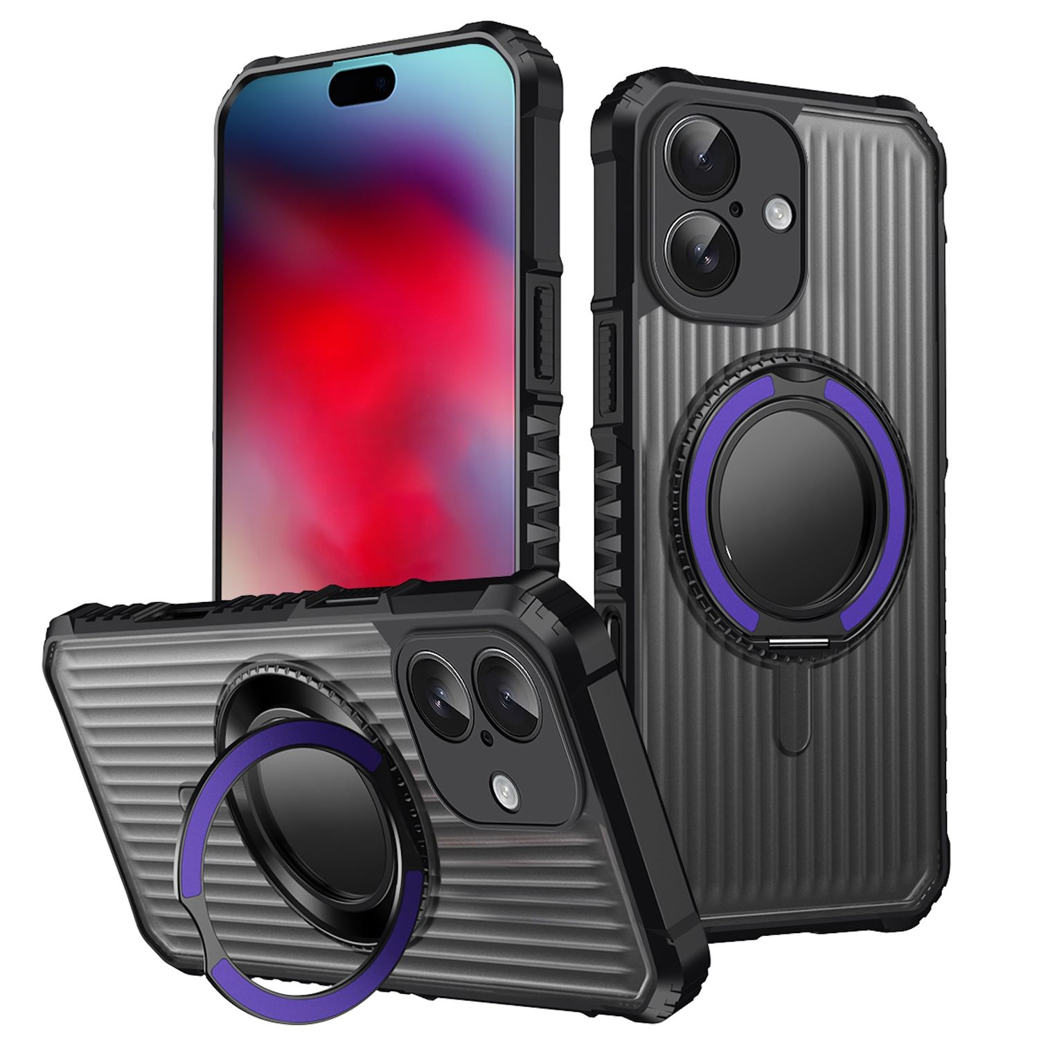 F&uuml;r Apple iPhone 17 MagSafe 360 Grad Ring Halter Schutz H&uuml;lle Lila - Bild 1