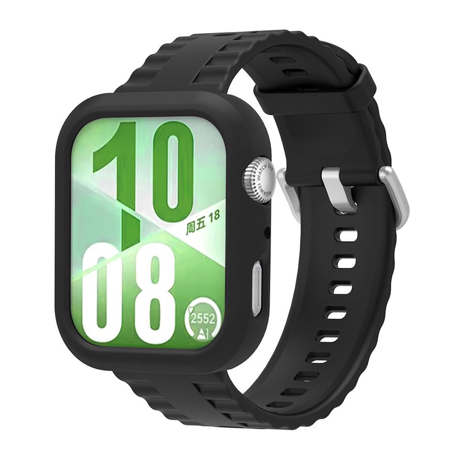 F&uuml;r Huawei Watch Fit 4 Silikon H&uuml;lle mit integriertem Armband Schwarz - Bild 1