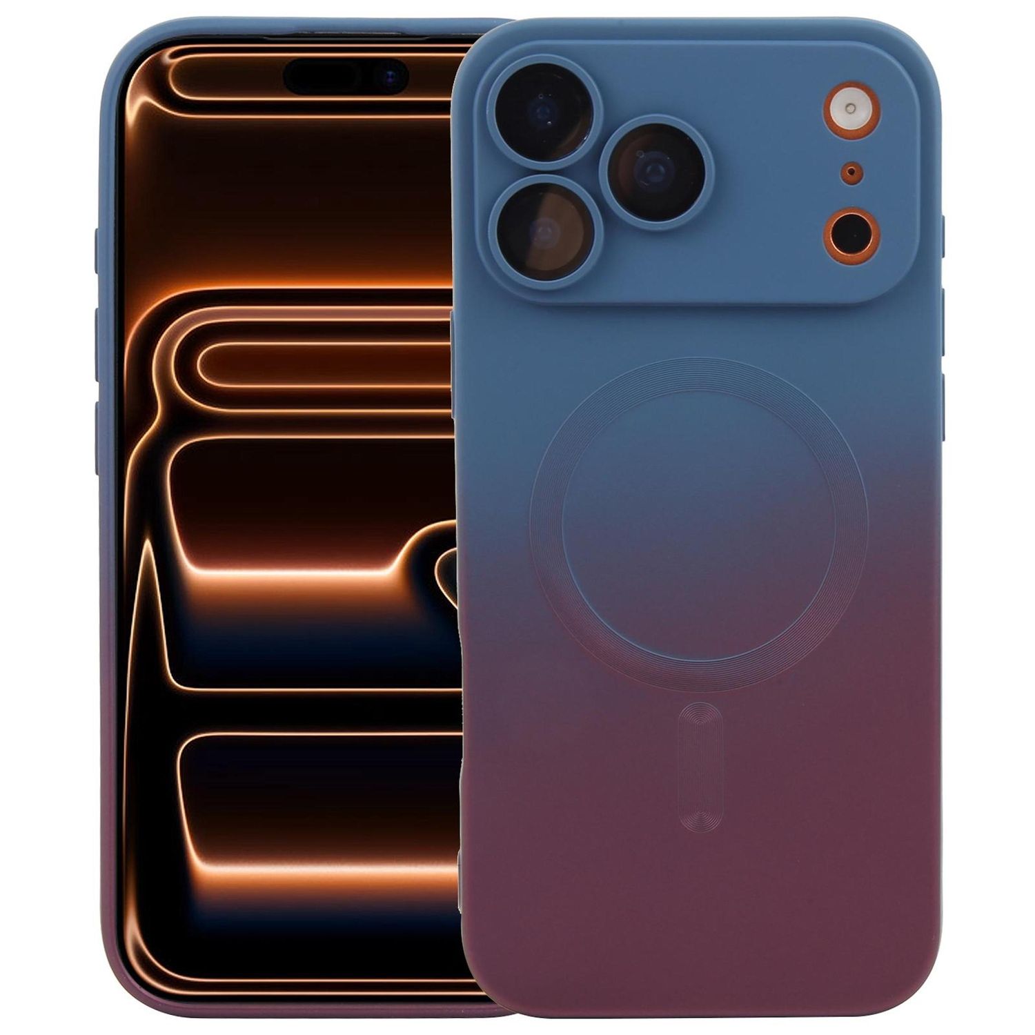 F&uuml;r Apple iPhone 17 Pro Silikon MagSafe H&uuml;lle Farbverlauf Linsenschutz - Bild 1