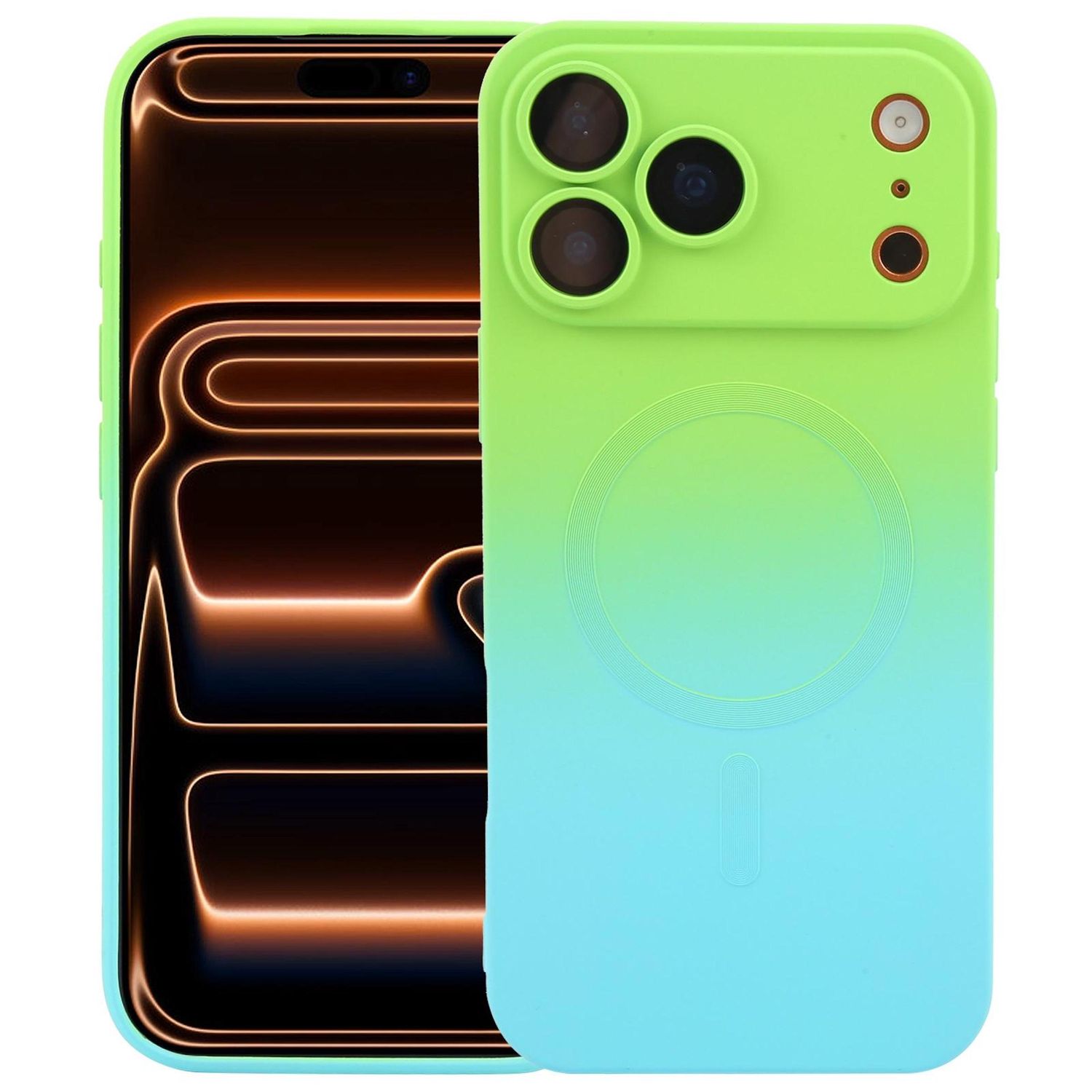 F&uuml;r Apple iPhone 17 Pro Silikon MagSafe H&uuml;lle Farbverlauf Linsenschutz - Bild 1