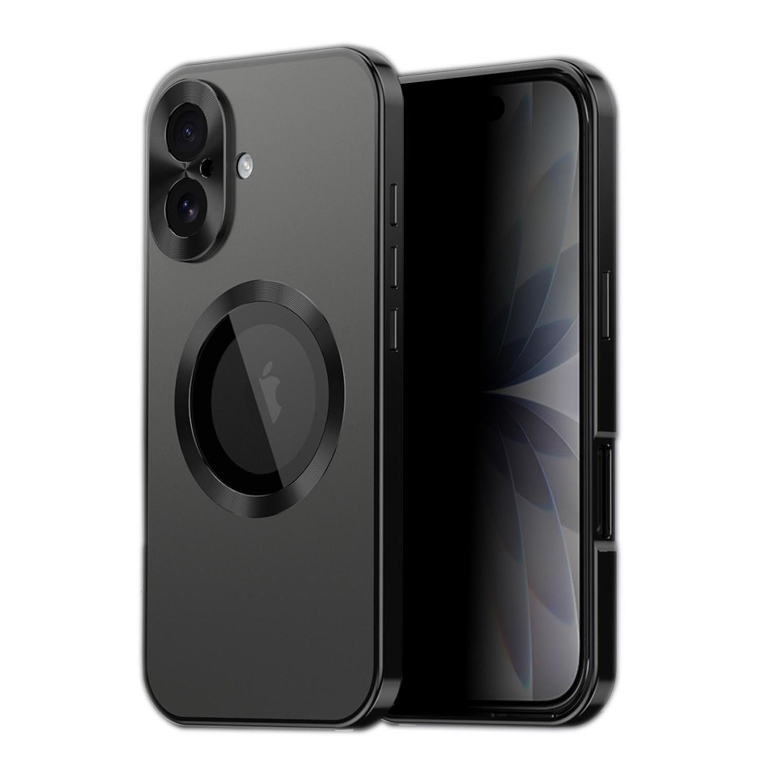 F&uuml;r Apple iPhone 17 Full Cover MagSafe H&uuml;lle Metallrahmen Schwarz - Bild 1