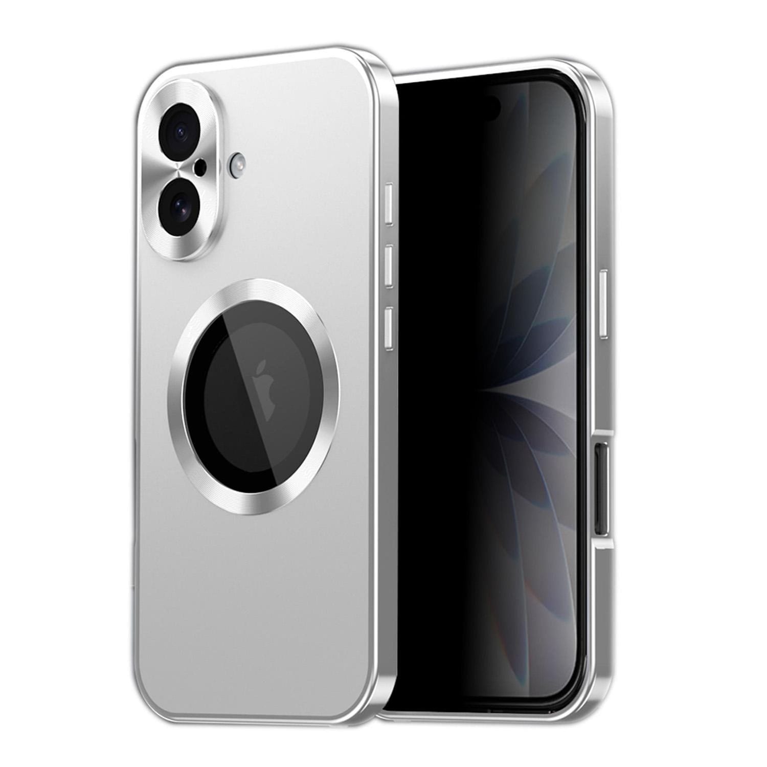 F&uuml;r Apple iPhone 17 Full Cover MagSafe H&uuml;lle Metallrahmen Silber - Bild 1