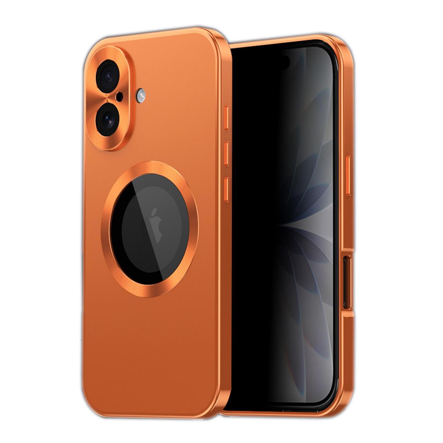 F&uuml;r Apple iPhone 17 Full Cover MagSafe H&uuml;lle Metallrahmen Orange - Bild 1