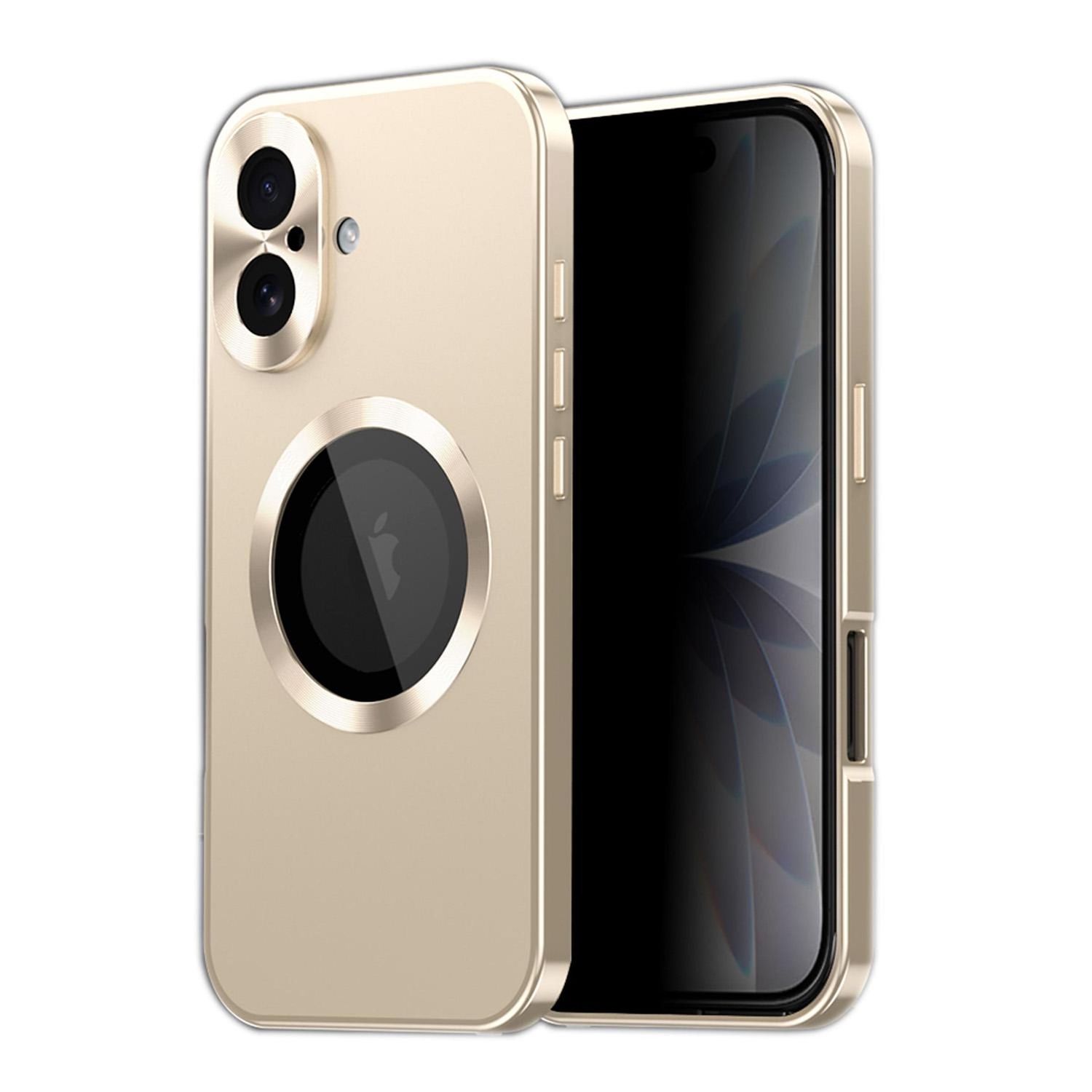 F&uuml;r Apple iPhone 17 Full Cover MagSafe H&uuml;lle Metallrahmen Gold - Bild 1