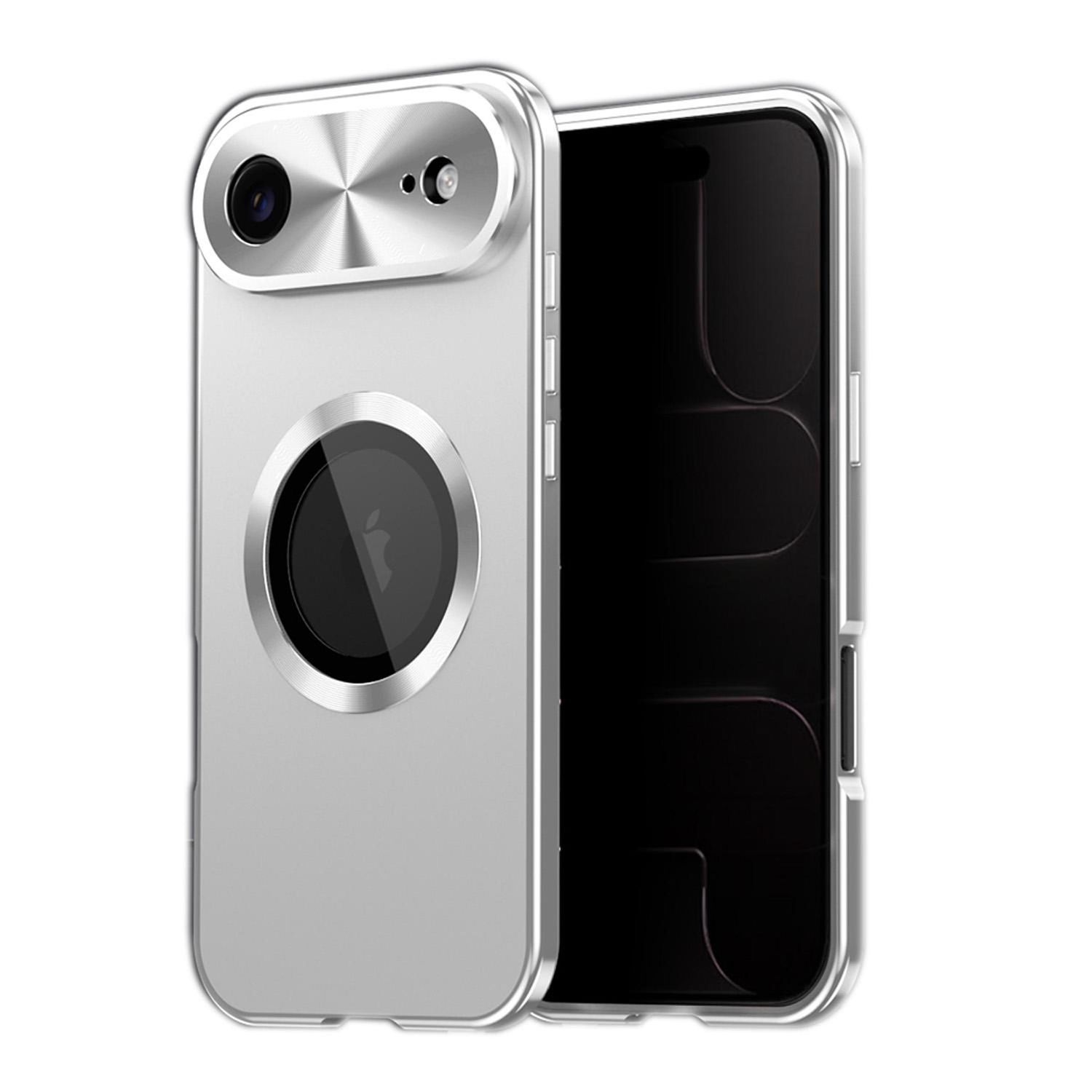 F&uuml;r Apple iPhone 17 Air Full Cover MagSafe H&uuml;lle Metallrahmen Silber - Bild 1