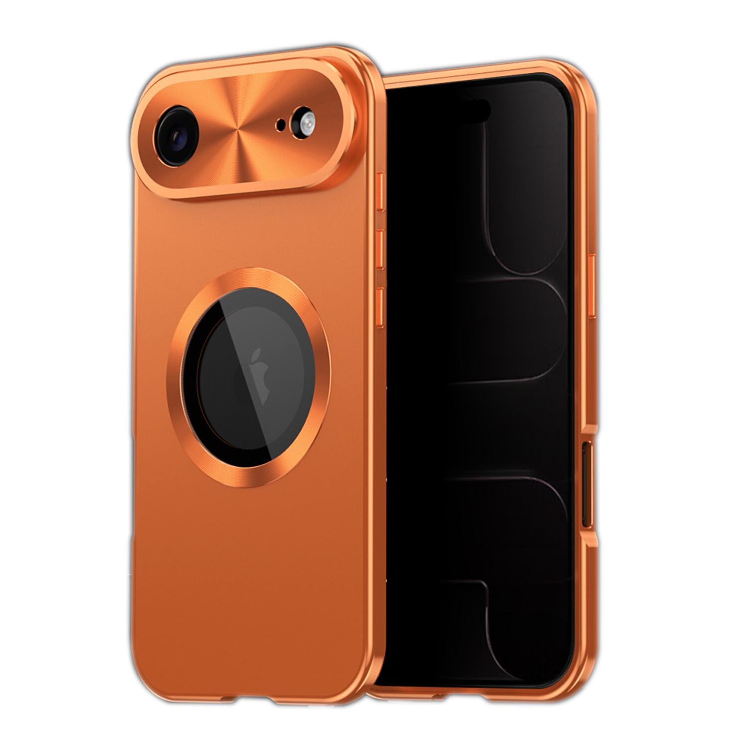 F&uuml;r Apple iPhone 17 Air Full Cover MagSafe H&uuml;lle Metallrahmen Orange - Bild 1