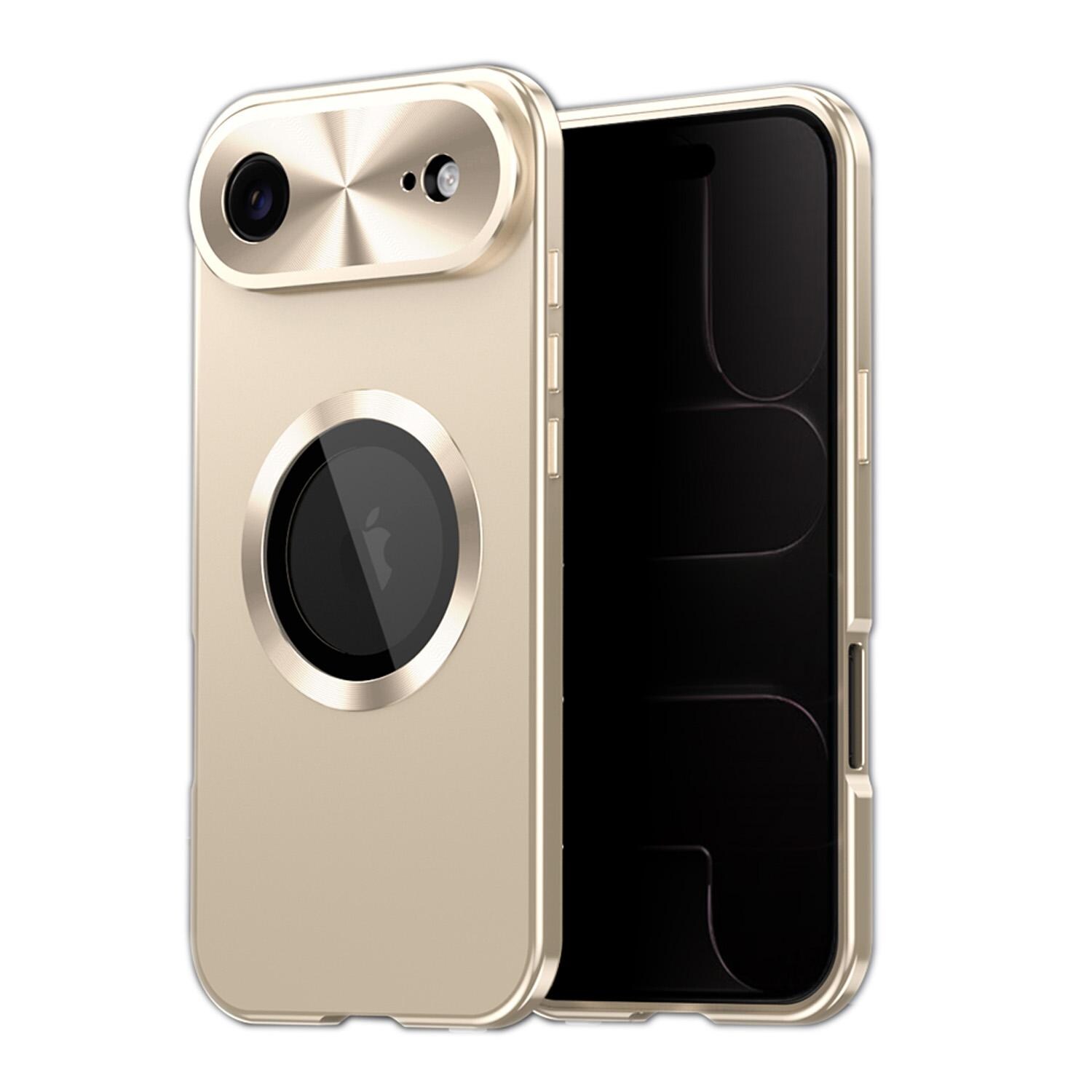 F&uuml;r Apple iPhone 17 Air Full Cover MagSafe H&uuml;lle Metallrahmen Gold - Bild 1