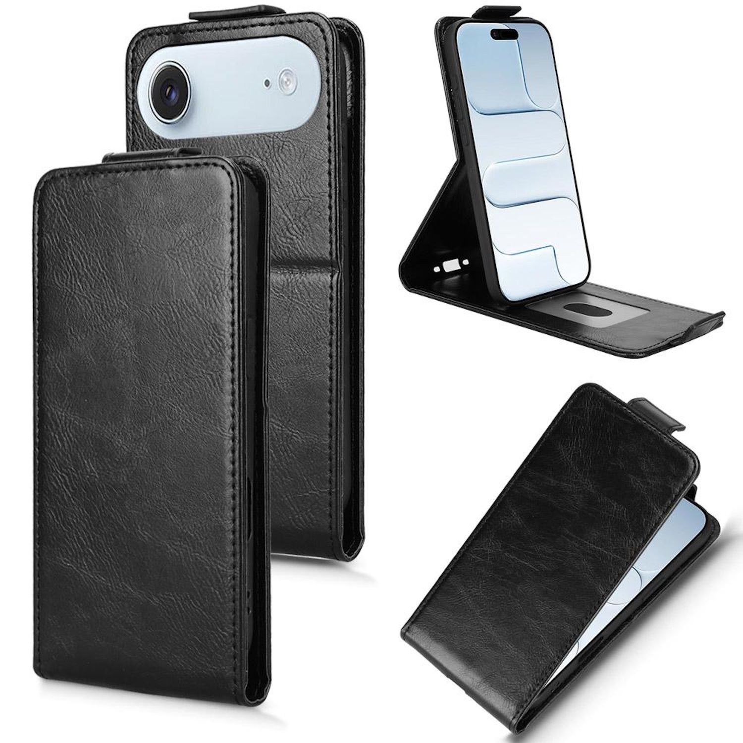 F&uuml;r Apple iPhone 17 Air Magnetische Wallet Kunstleder H&uuml;lle Schwarz - Bild 1