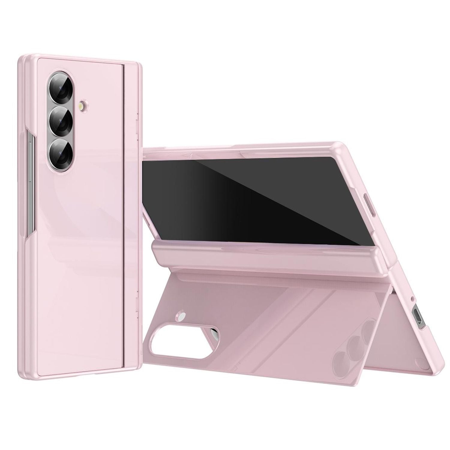 F&uuml;r Samsung Galaxy Z Fold7 Glanzlack H&uuml;lle mit Scharnierschutz Rosa - Bild 1
