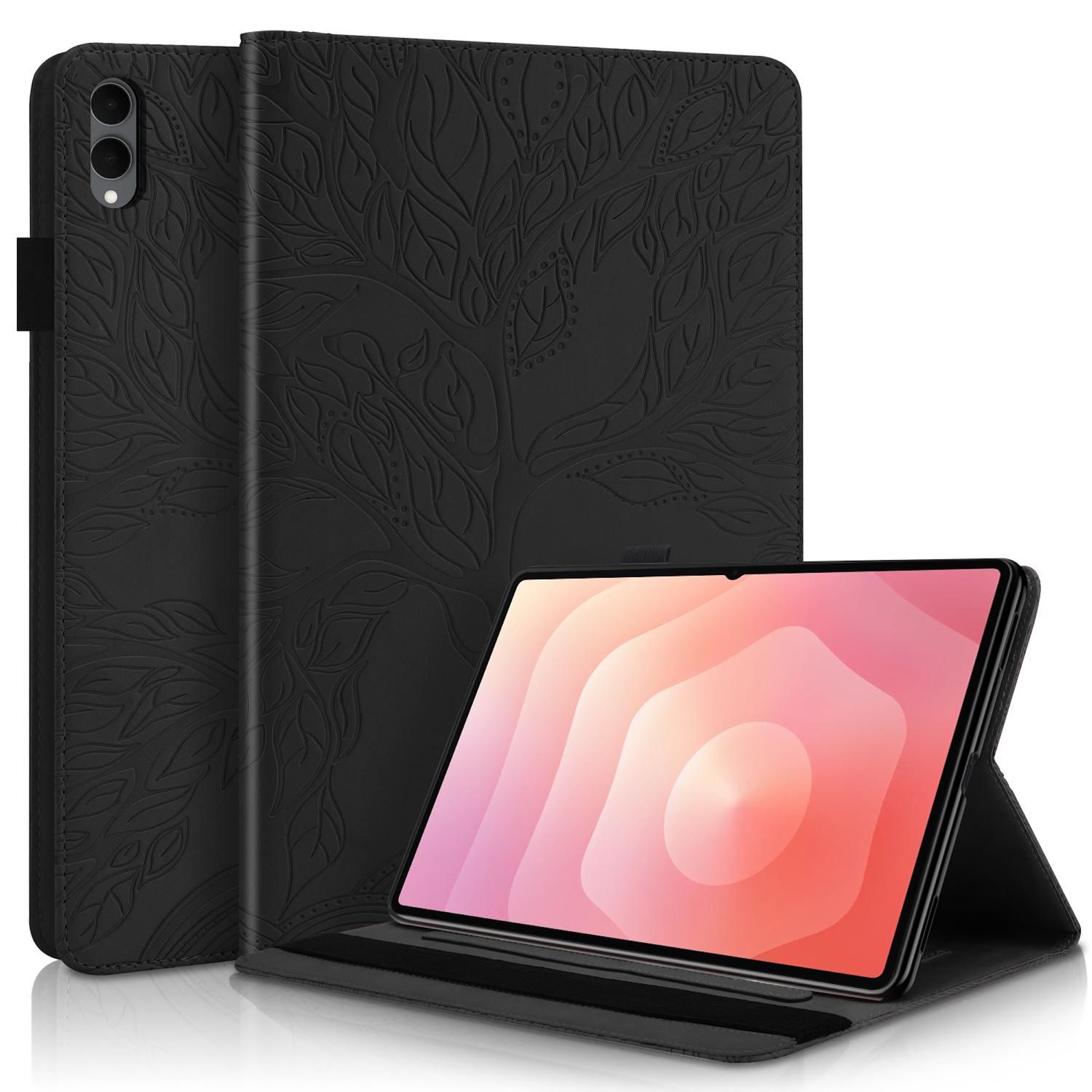 F&uuml;r Samsung Galaxy Tab S11 Ultra Baum Design Kunstleder Tasche Schwarz - Bild 1