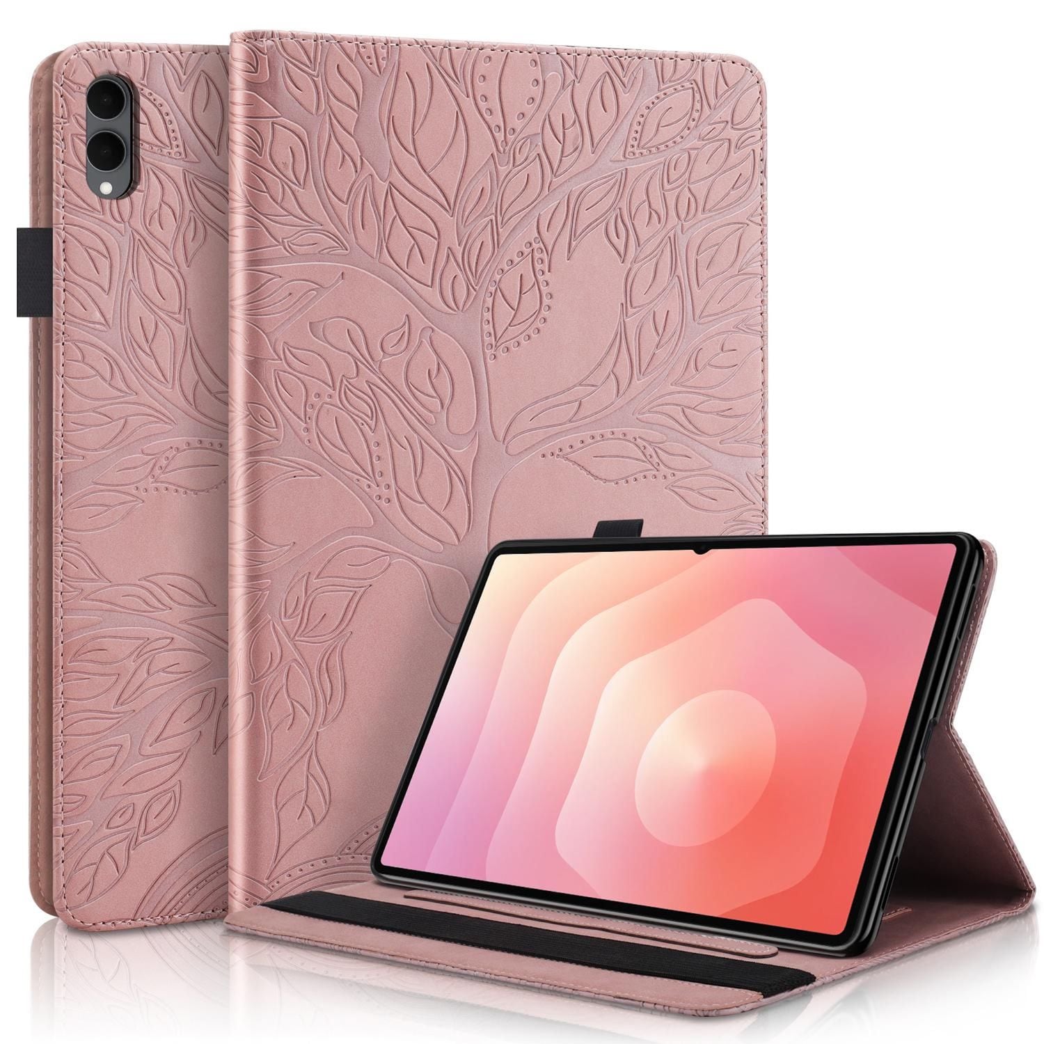 F&uuml;r Samsung Galaxy Tab S11 Ultra Baum Design Kunstleder Tasche Pink - Bild 1