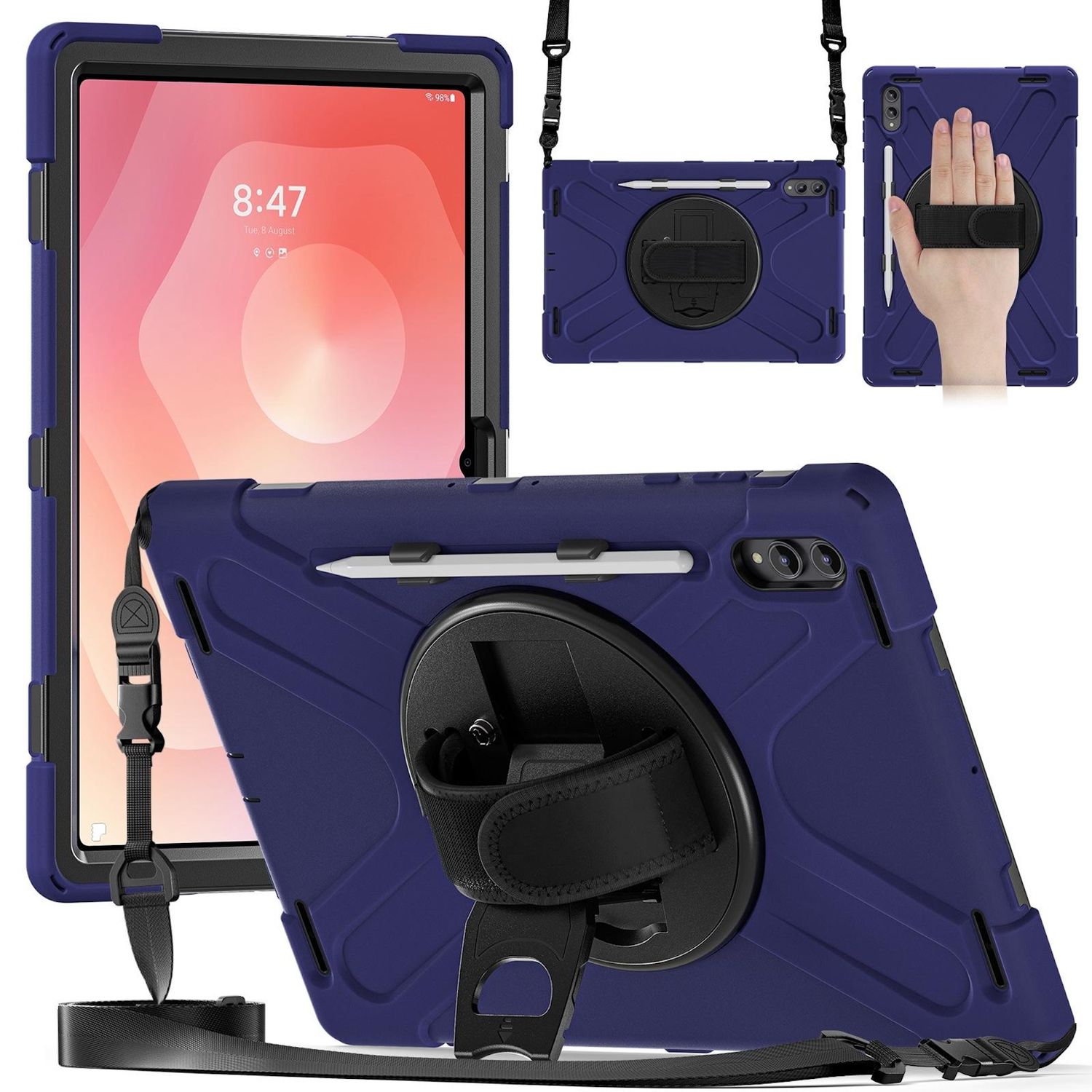 F&uuml;r Samsung Galaxy Tab S11 Ultra H&uuml;lle Halter & Schultergurt D- Blau - Bild 1
