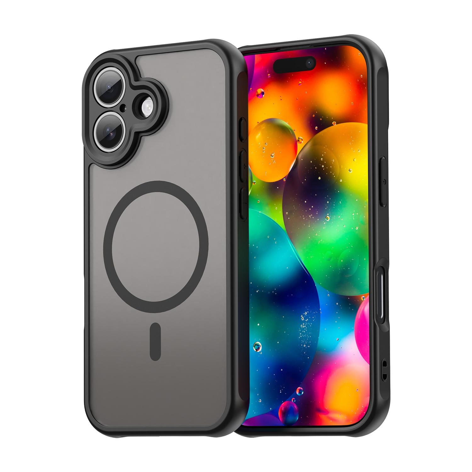 F&uuml;r Apple iPhone 17 ShadowGuard TPU PC Frosted MagSafe H&uuml;lle Schwarz - Bild 1