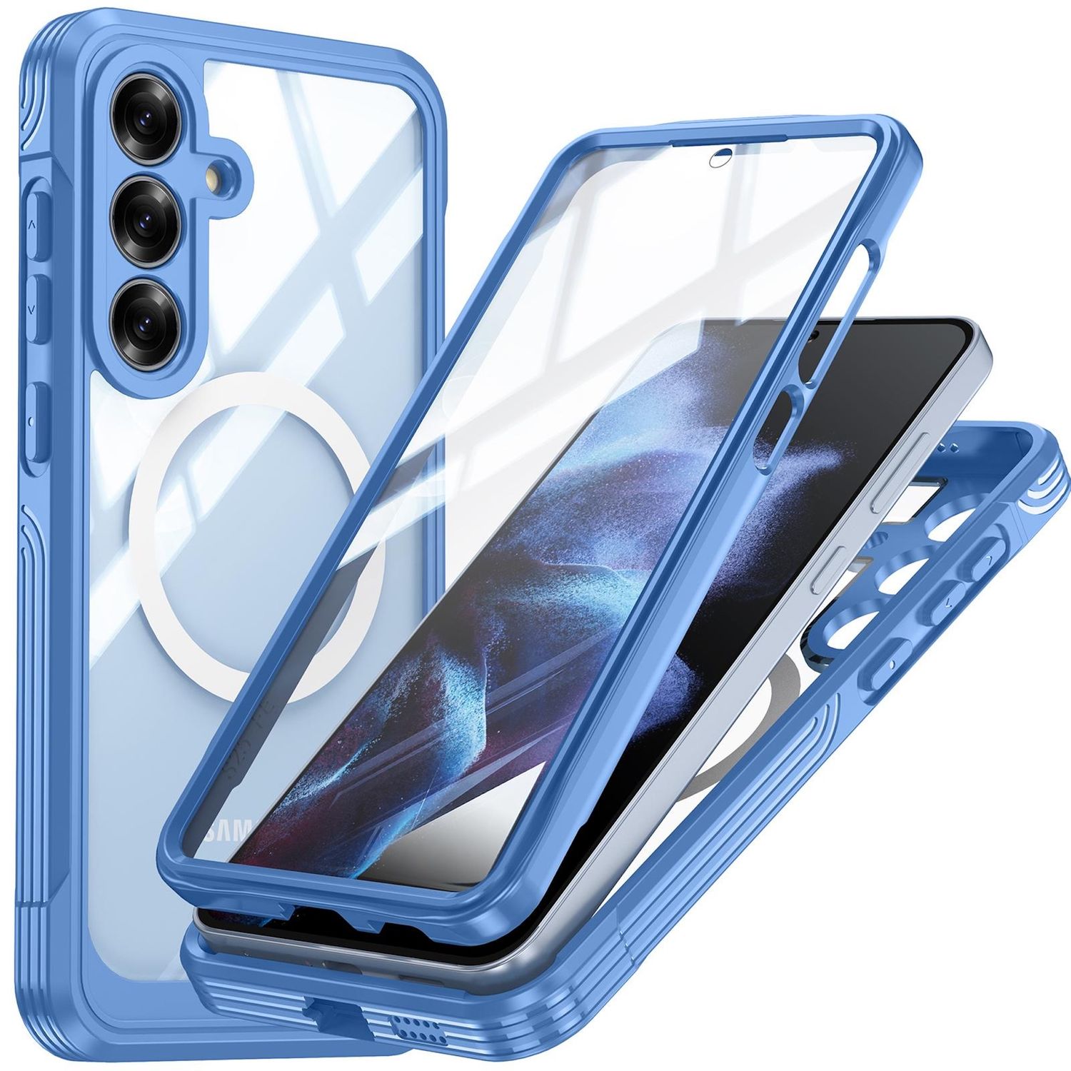 F&uuml;r Samsung Galaxy S25 FE MagSafe Full Body Schutz H&uuml;lle Bumper Blau - Bild 1