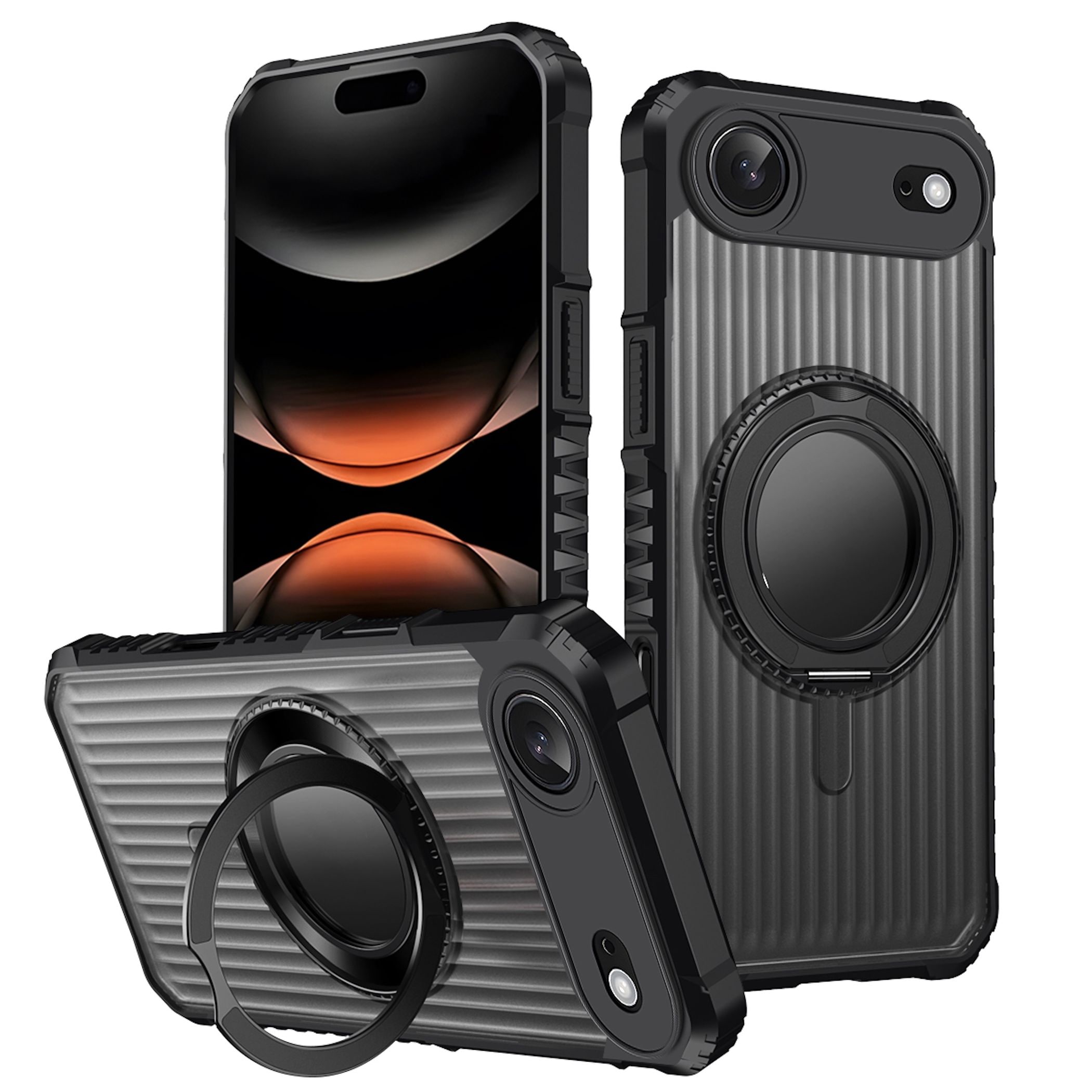 F&uuml;r Apple iPhone 17 Air MagSafe 360 Ring Halter Schutz H&uuml;lle Schwarz - Bild 1