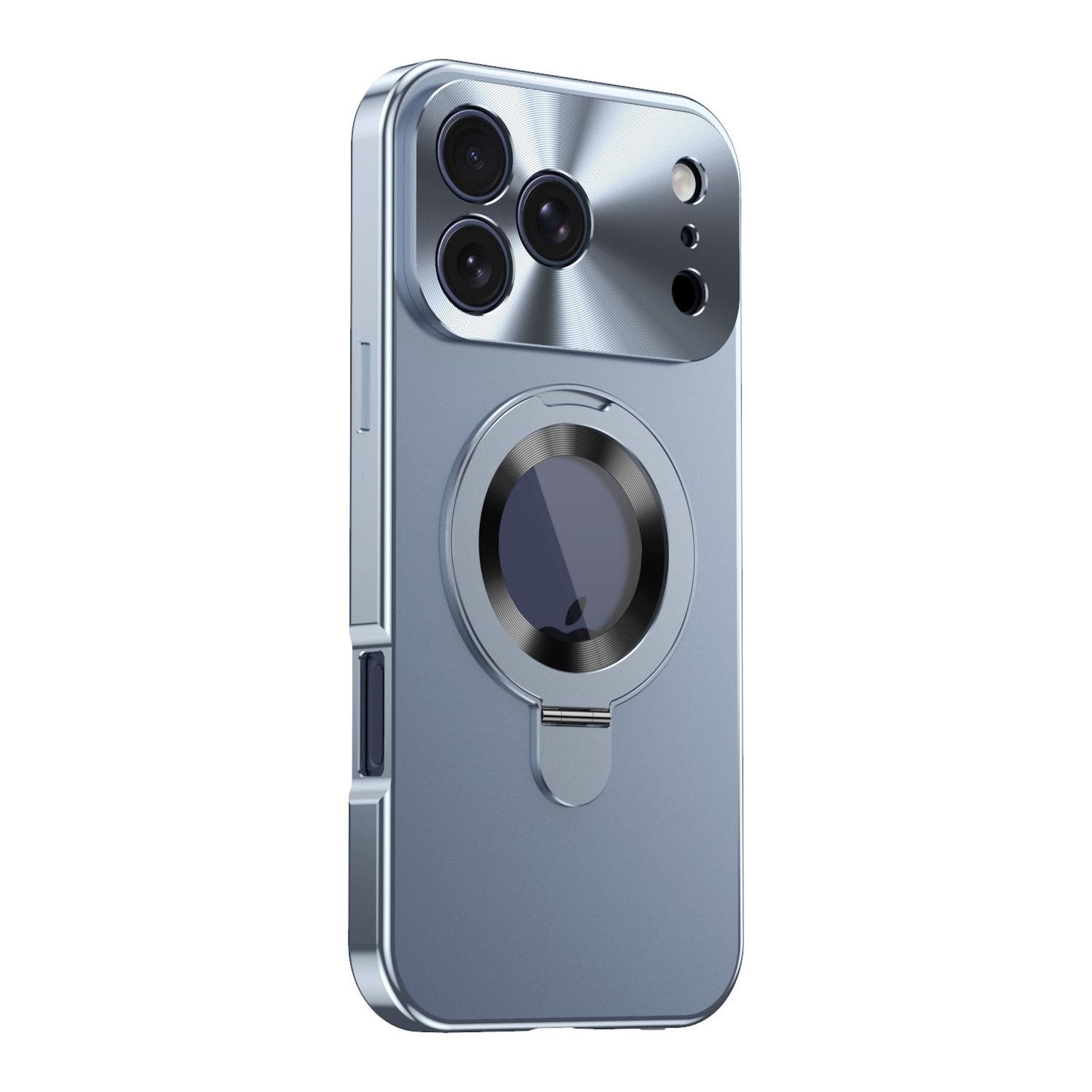 F&uuml;r Apple iPhone 17 Pro Privacy Glas Metall MagSafe Halter H&uuml;lle Blau - Bild 1