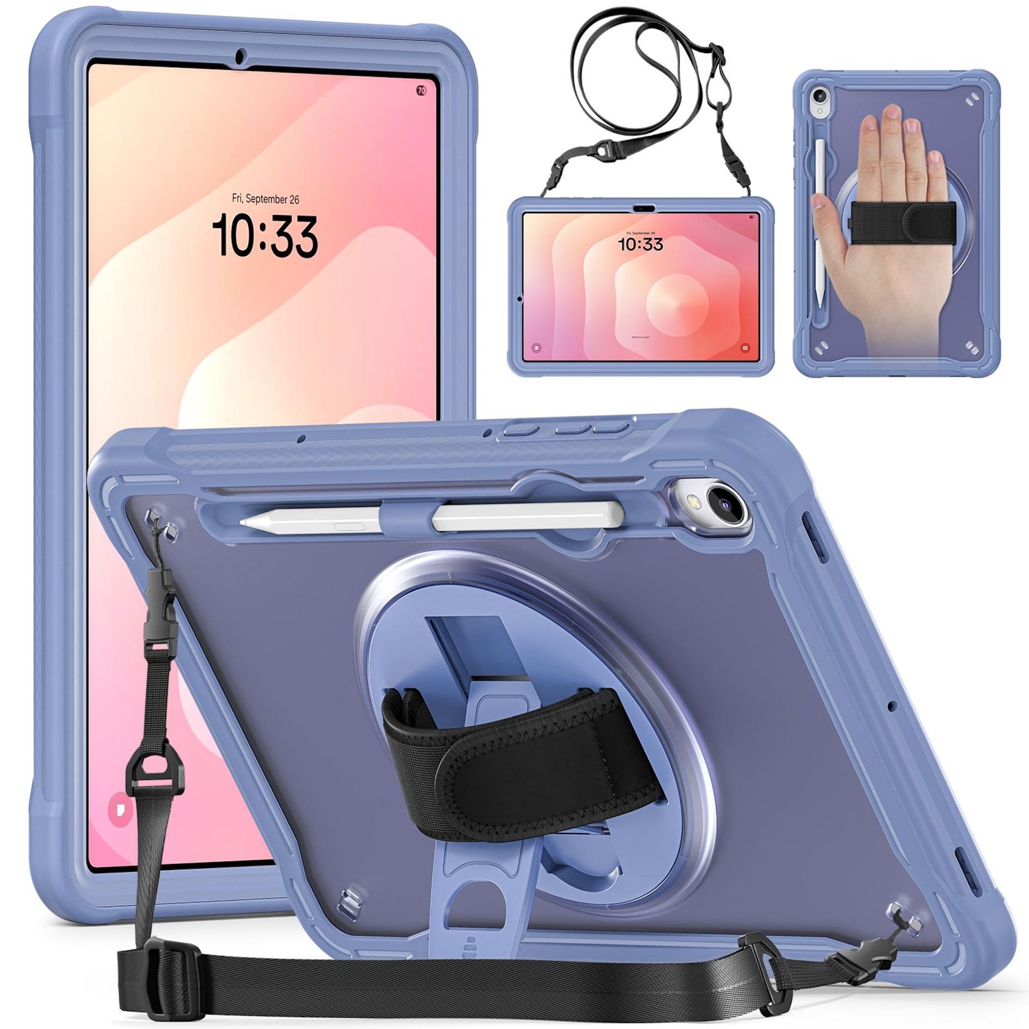 F&uuml;r Samsung Galaxy Tab S11 360 Grad Rotation Heavy Hybrid H&uuml;lle Lila - Bild 1