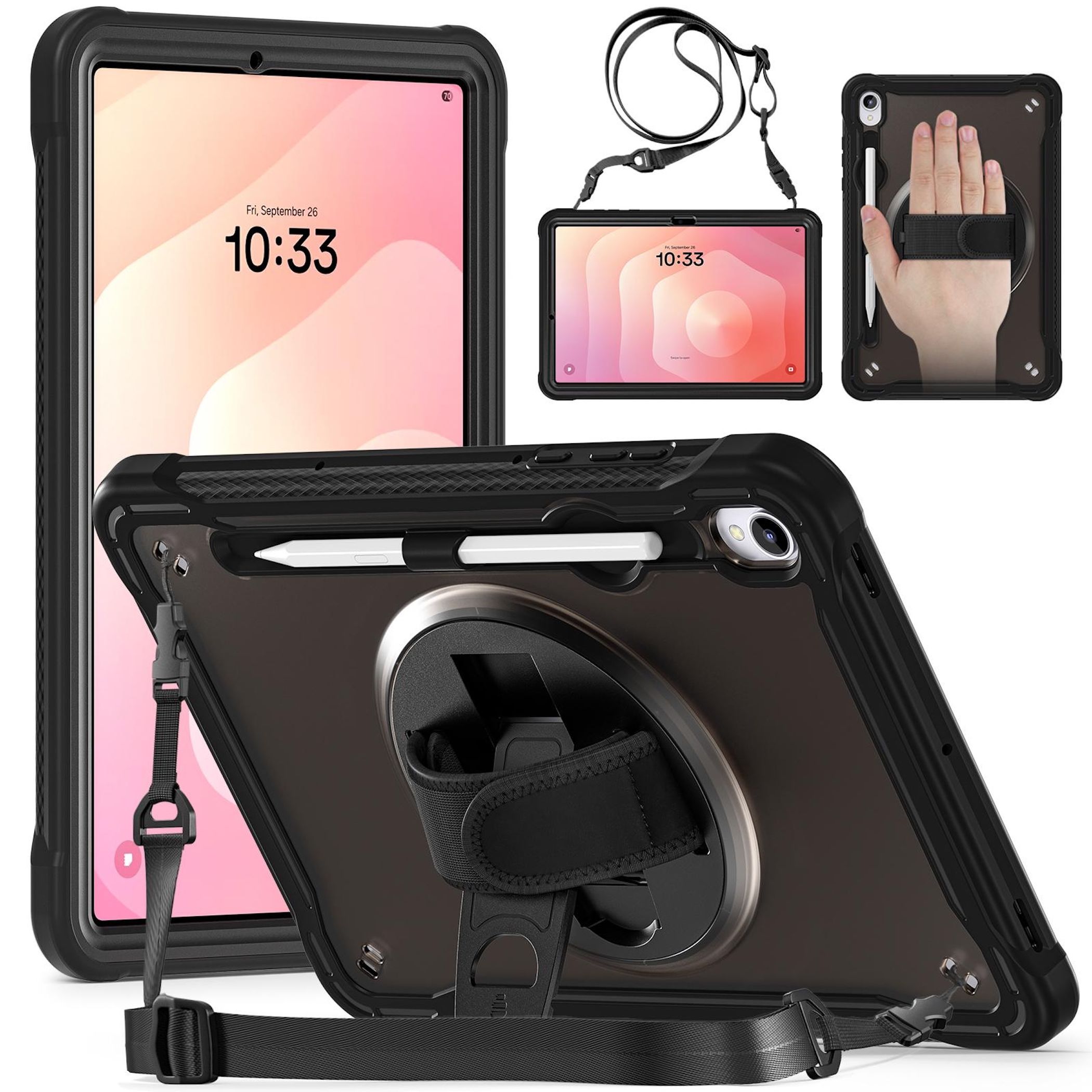 F&uuml;r Samsung Galaxy Tab S11 360 Rotation Heavy Hybrid H&uuml;lle Schwarz - Bild 1