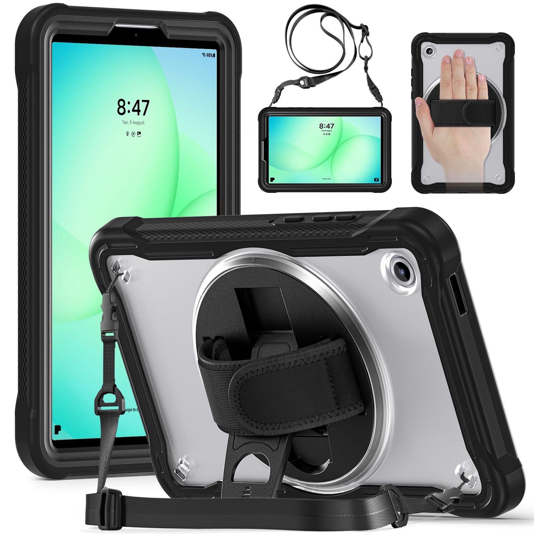 F&uuml;r Samsung Galaxy Tab A11 360 Grad Rotation Hybrid H&uuml;lle Transparent - Bild 1