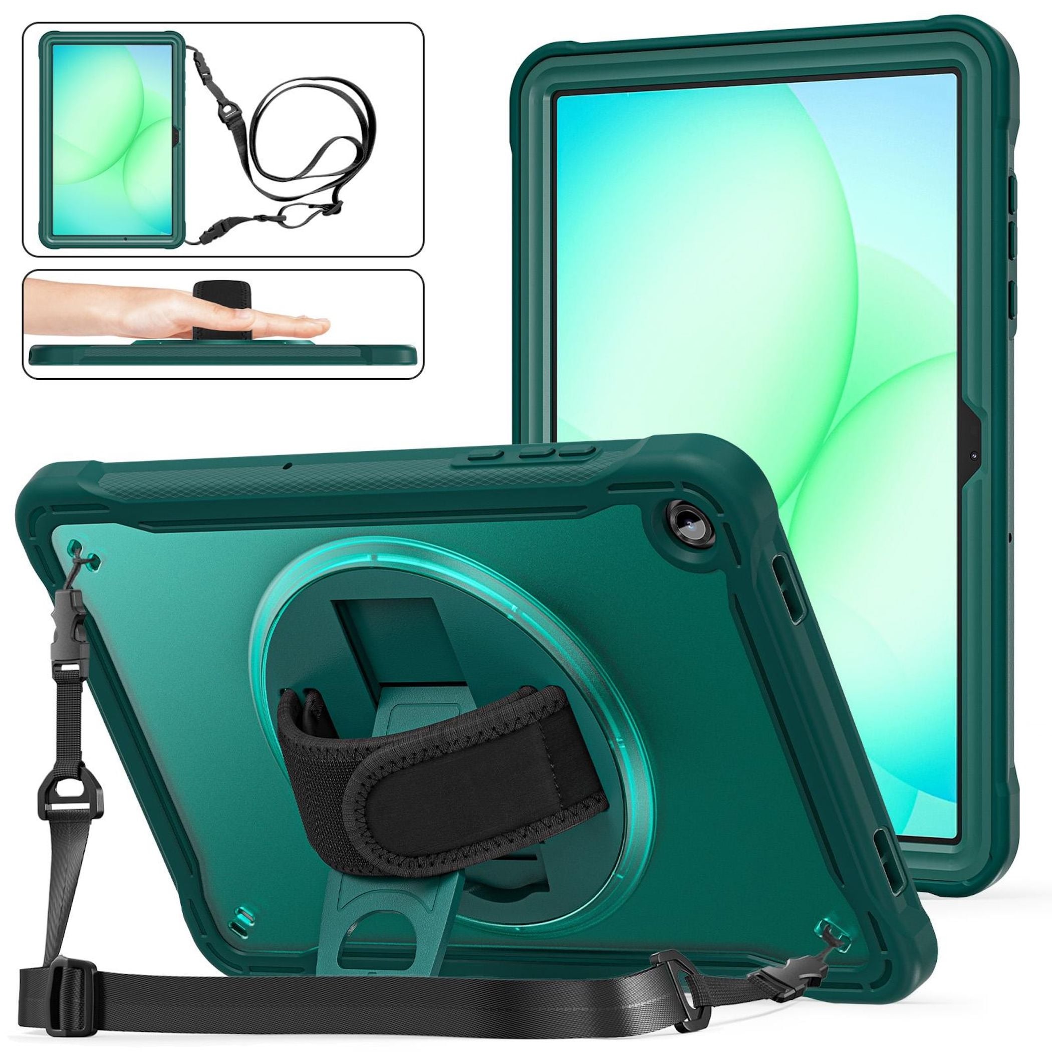 F&uuml;r Samsung Galaxy Tab A11 Plus 360 Grad Rotation Hybrid H&uuml;lle Gr&uuml;n - Bild 1