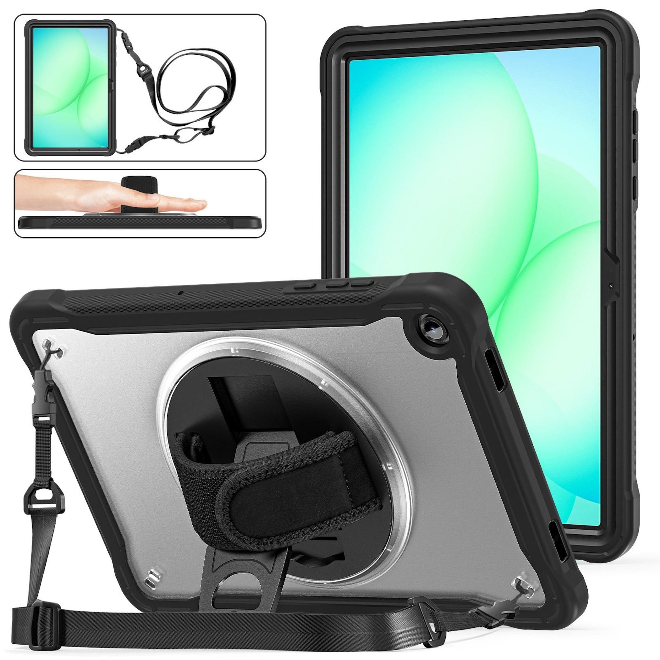 F&uuml;r Samsung Galaxy Tab A11 Plus 360 Rotation Hybrid H&uuml;lle Transparent - Bild 1