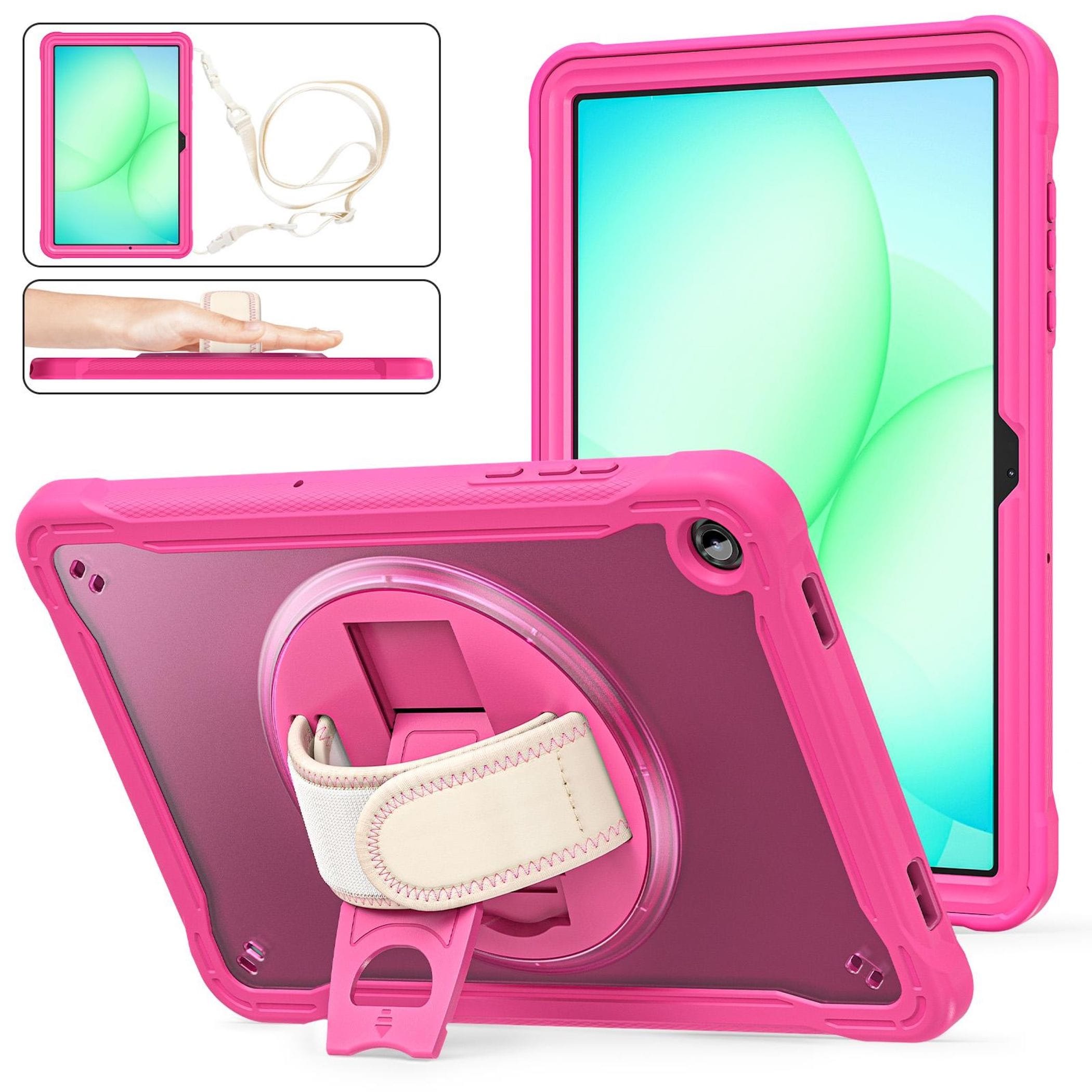 F&uuml;r Samsung Galaxy Tab A11 Plus 360 Grad Rotation Hybrid H&uuml;lle Rosa - Bild 1