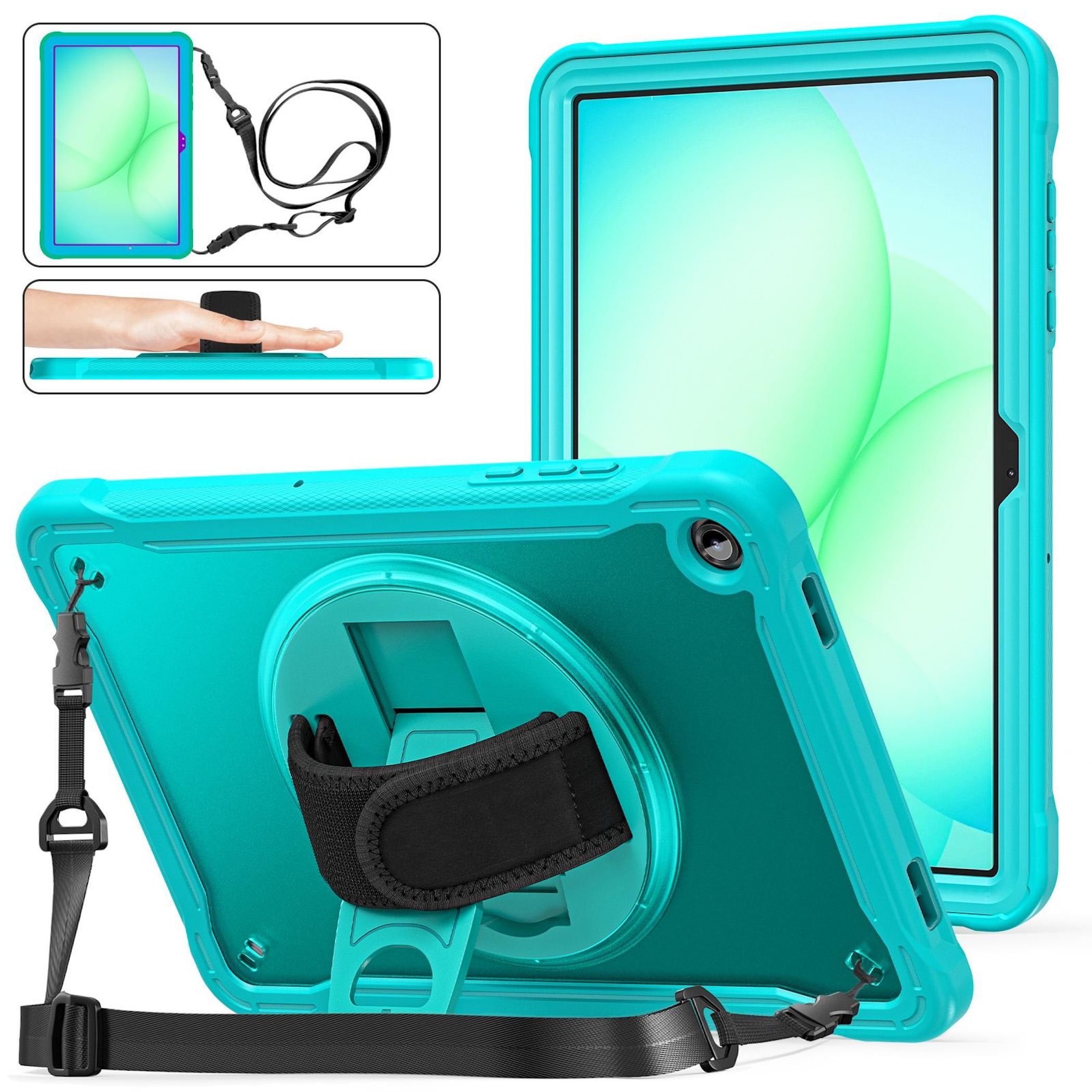 F&uuml;r Samsung Galaxy Tab A11 Plus 360 Grad Rotation Hybrid H&uuml;lle T&uuml;rkis - Bild 1