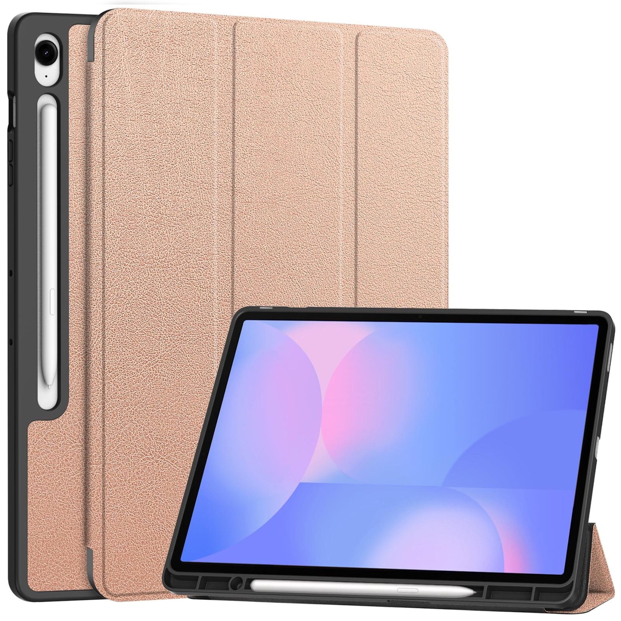 F&uuml;r Samsung Galaxy Tab S10 FE Plus 3folt Wake Tasche H&uuml;lle Rose Gold - Bild 1